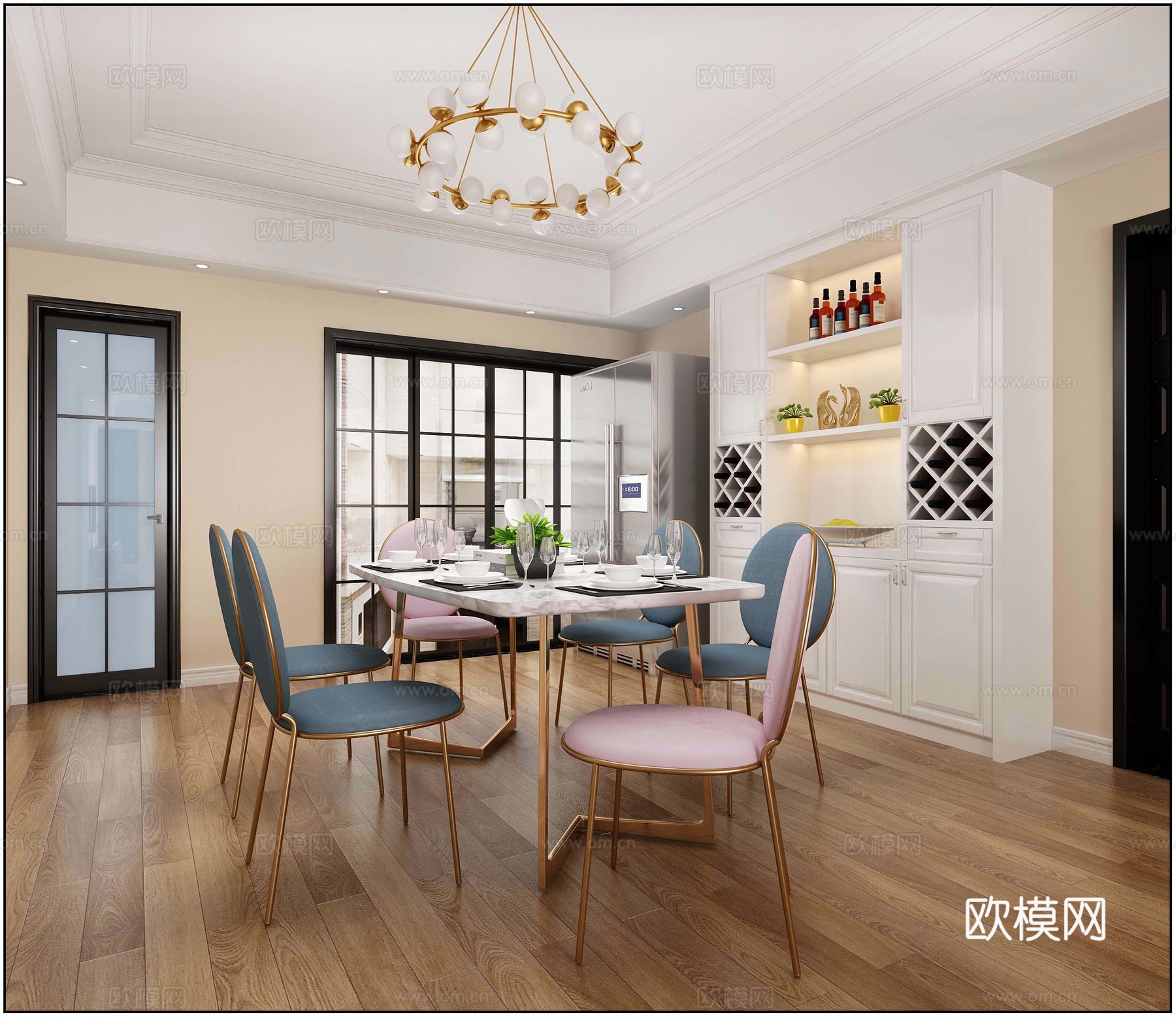 现代轻奢现代客餐厅3d模型