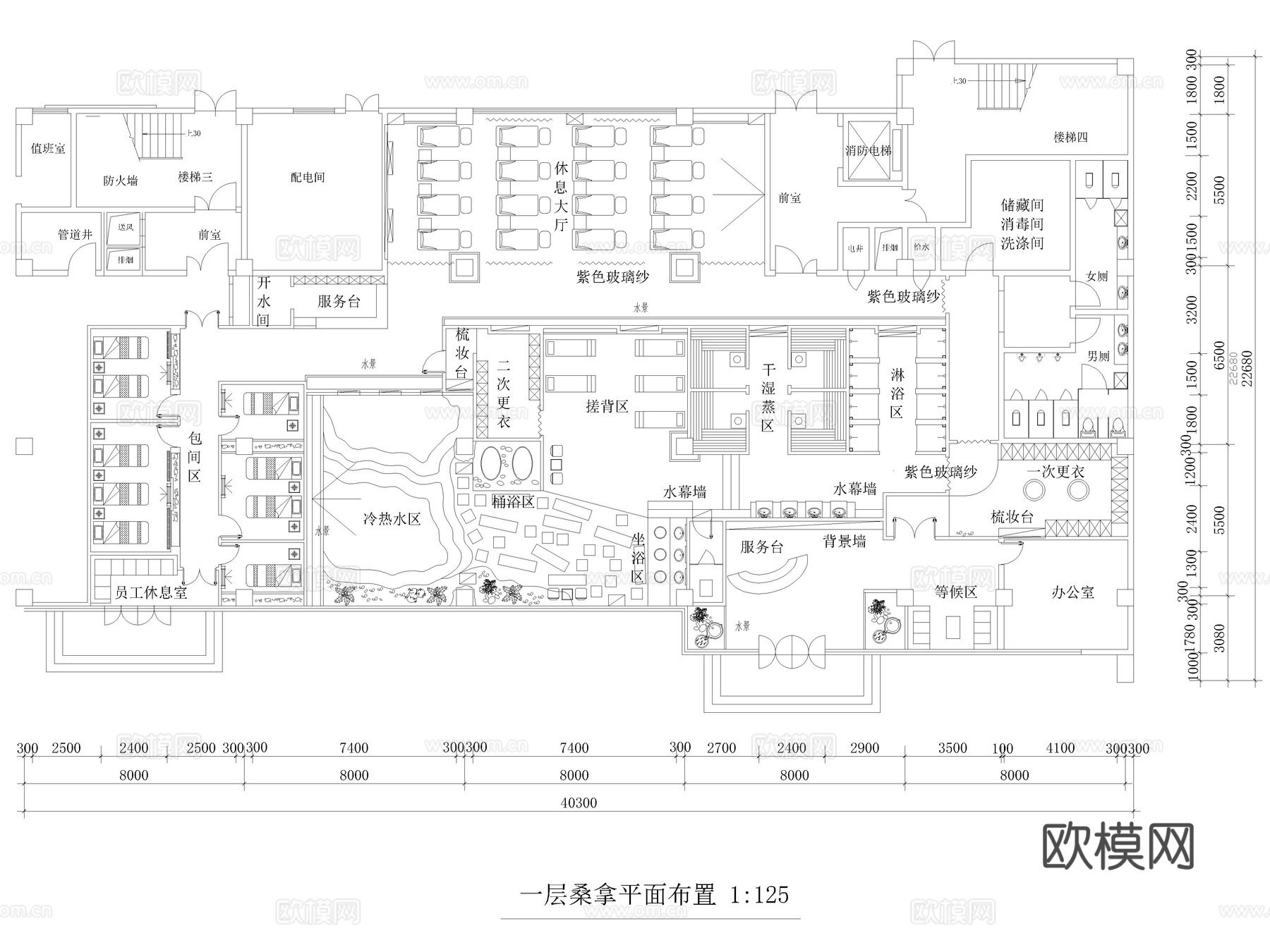 138套桑拿洗浴中心足浴SPA会所澡堂CAD图纸cad施工图