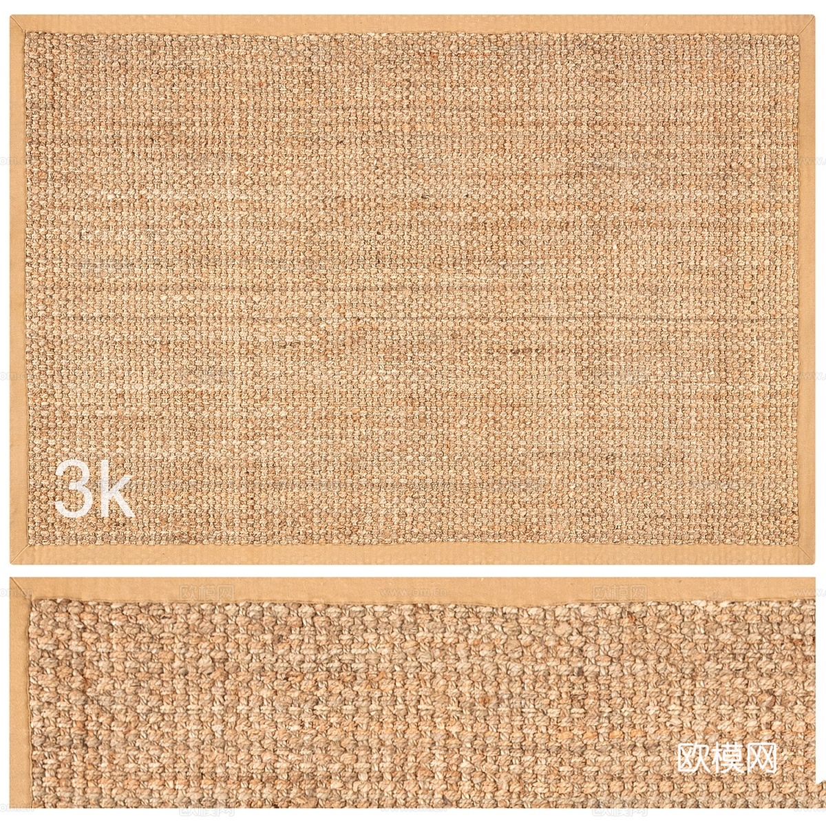 地毯套装 48 - 方形编织黄麻地毯 3K3d模型