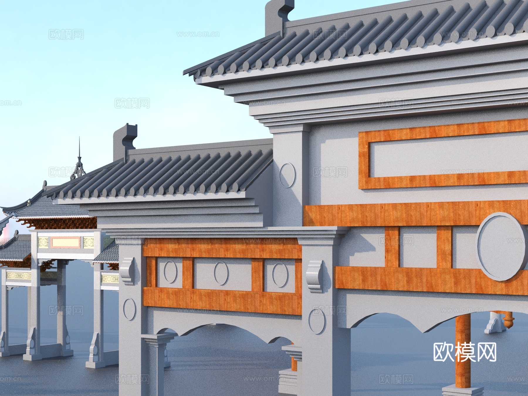 牌坊 古代牌坊 大门 入口3d模型下载（渲染图3）