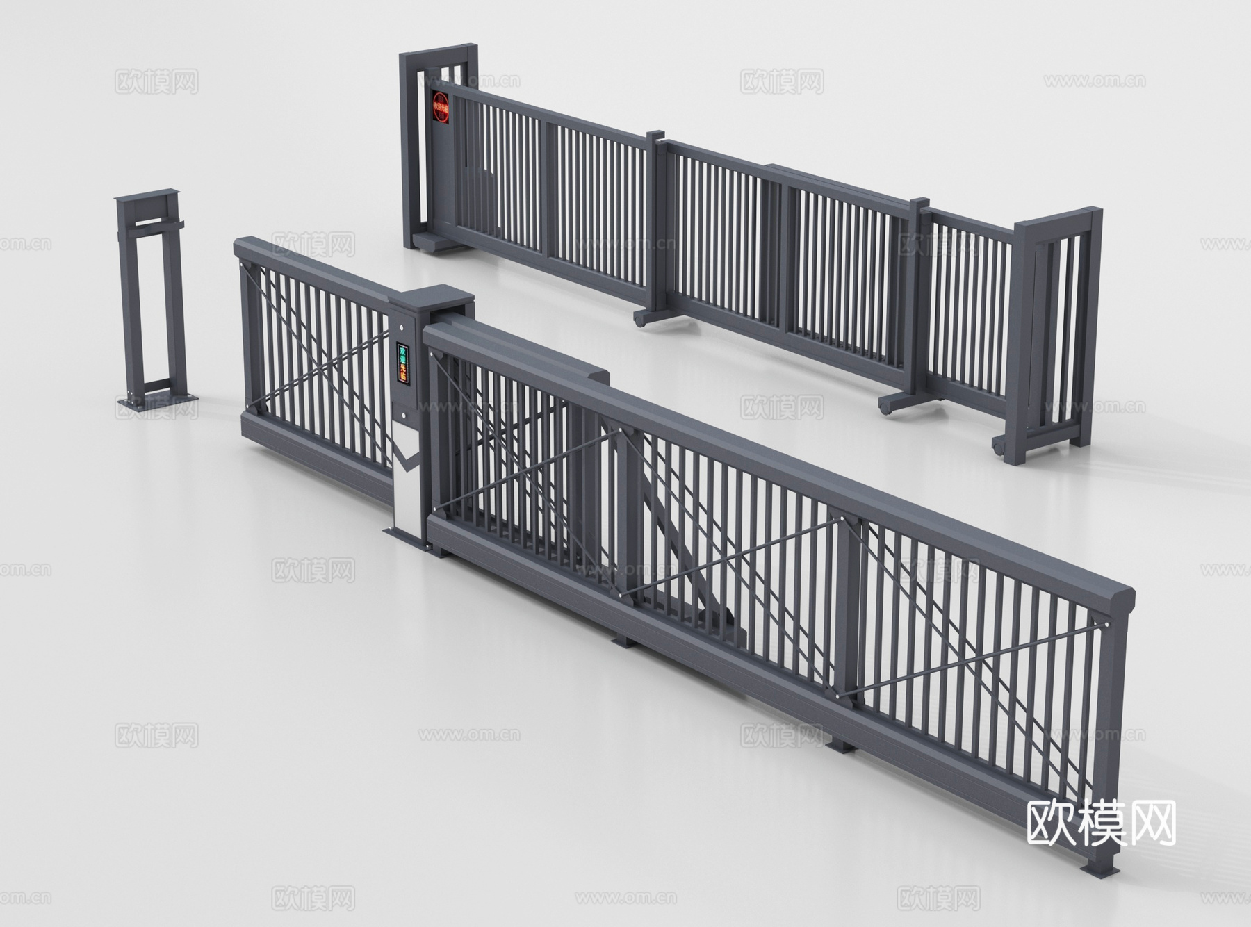 现代道闸栏杆 闸门3d模型下载