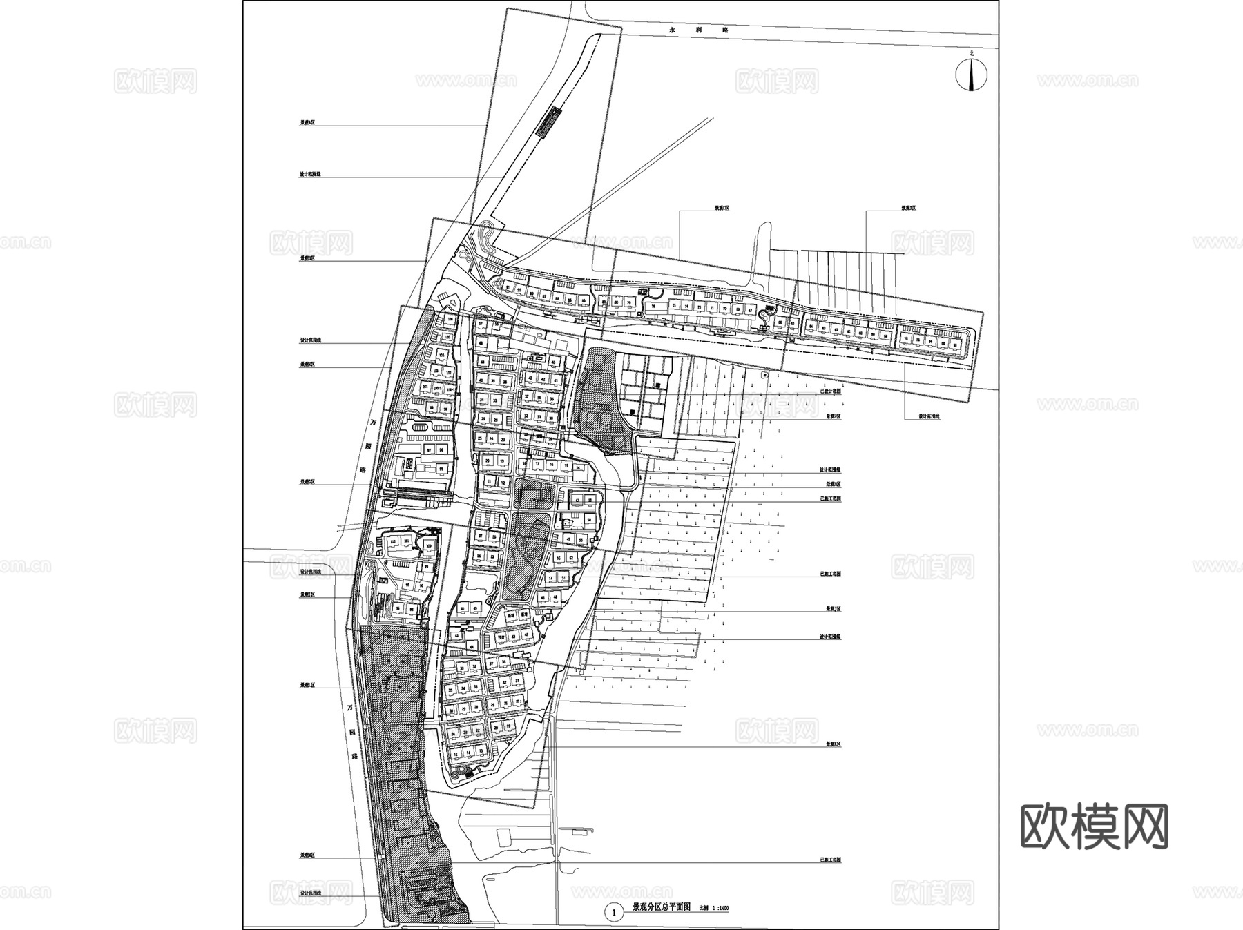 渡城南库特色田园乡村景观改造CAD施工图全套cad施工图