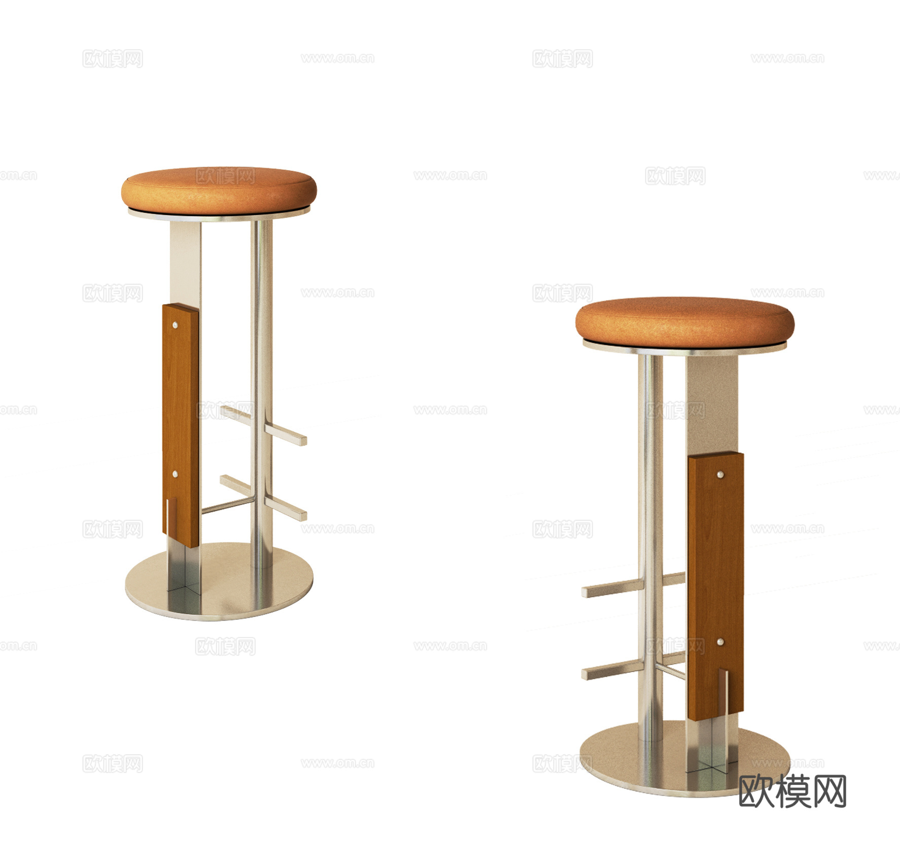 现代复古吧凳 吧椅 高凳 金属凳子su模型
