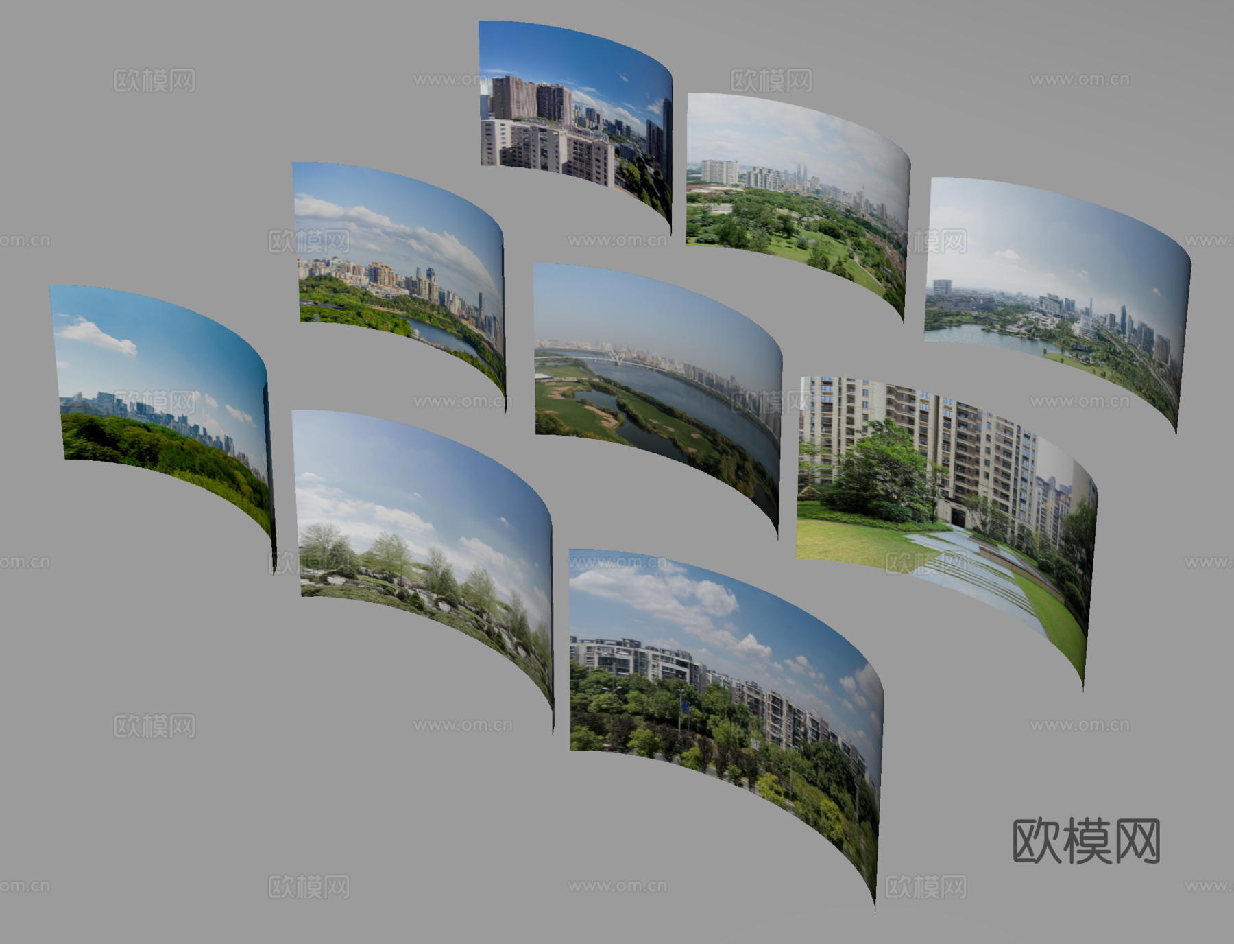 现代背景  环绕背景 城市背景 森林背景su模型