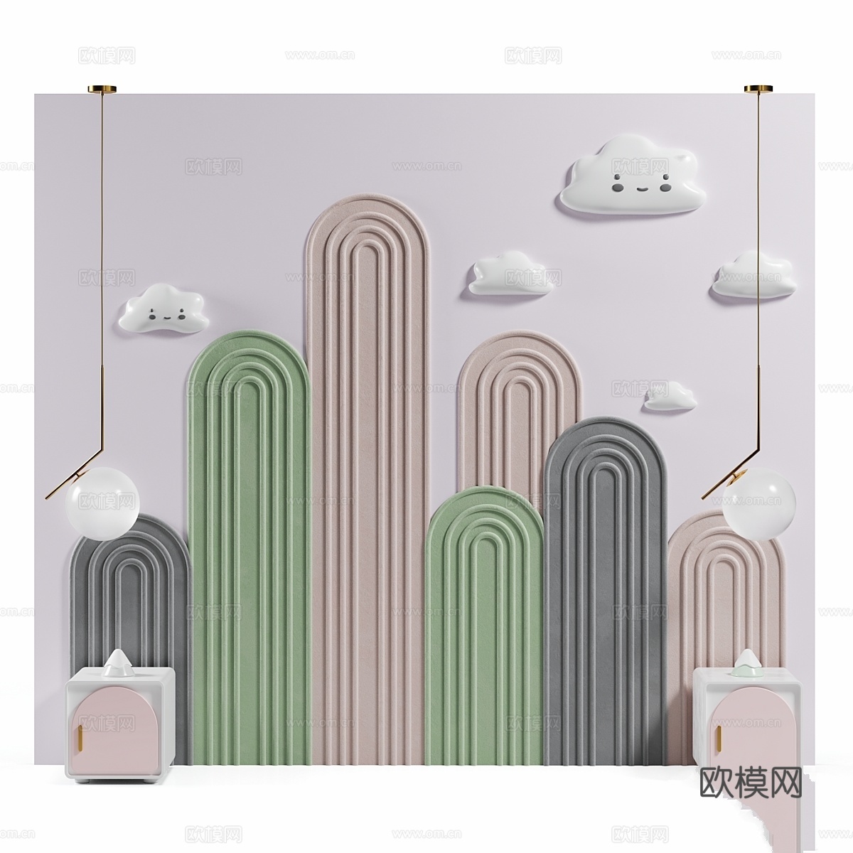 婴儿房床头板 053d模型下载