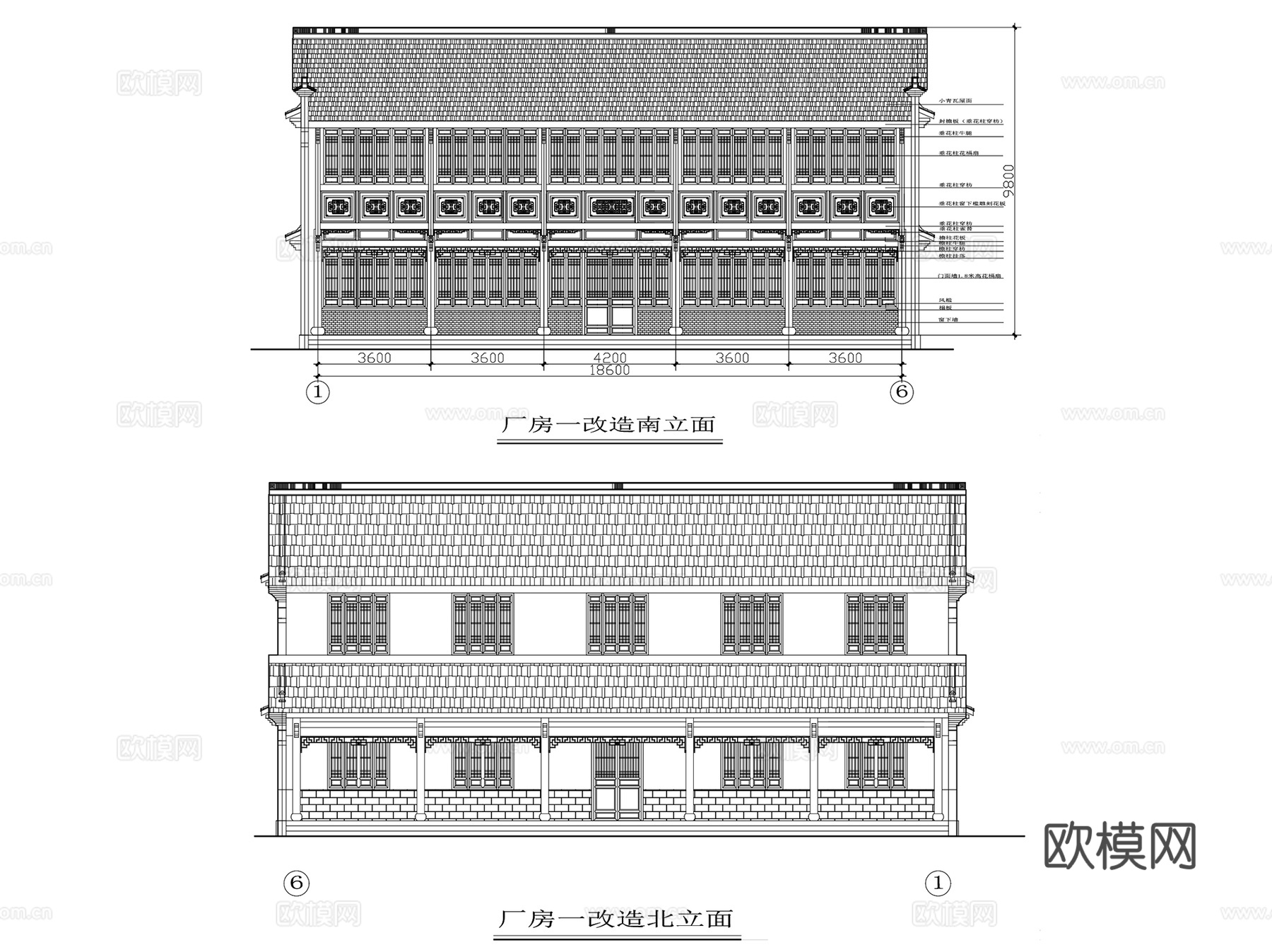 工业旧厂改造建筑设计CAD施工图集 6套cad施工图