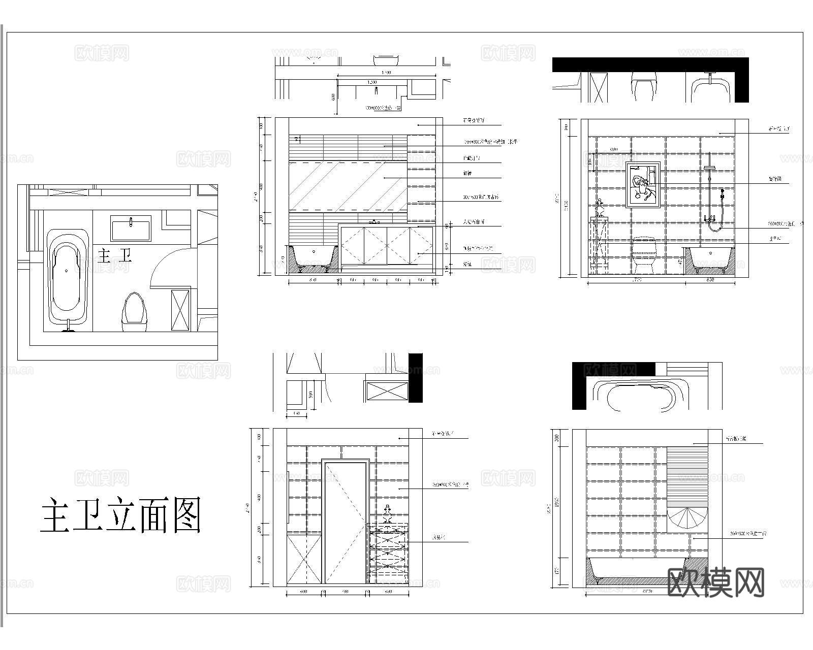 卫生间CAD图库cad施工图