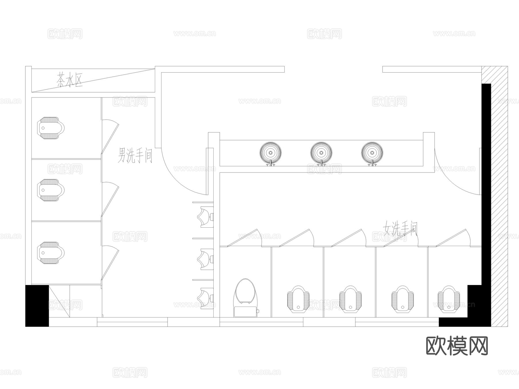 205套公共卫生间公共厕所公共洗手间建筑CAD施工图cad施工图