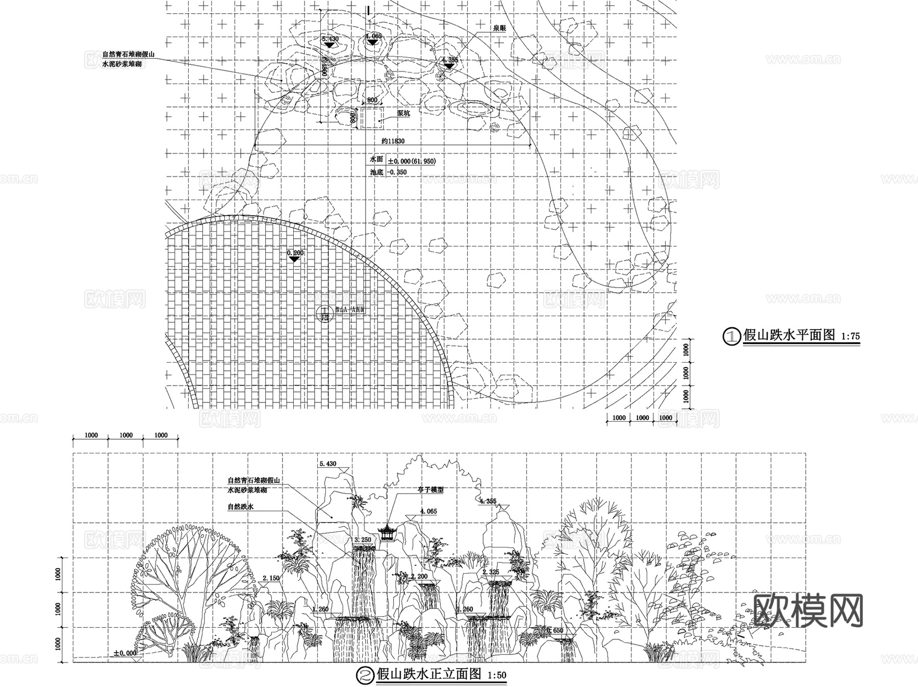 假山置石点景石景观细部节点CAD施工图集 24套cad施工图