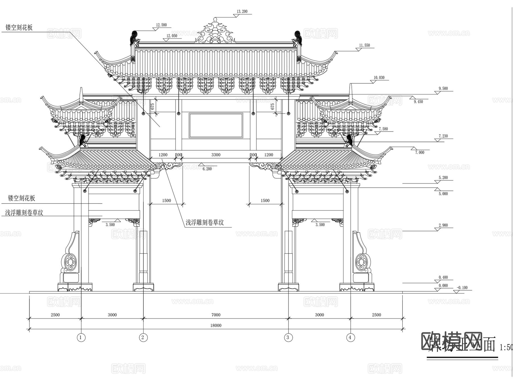 古建牌坊牌楼CAD施工图集 25套cad施工图
