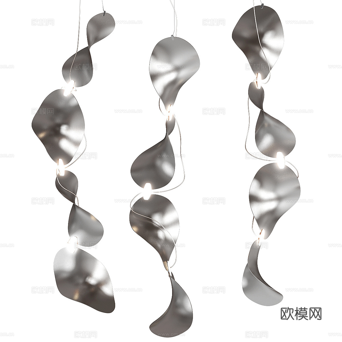 现代金属艺术吊灯3d模型下载（渲染图1）