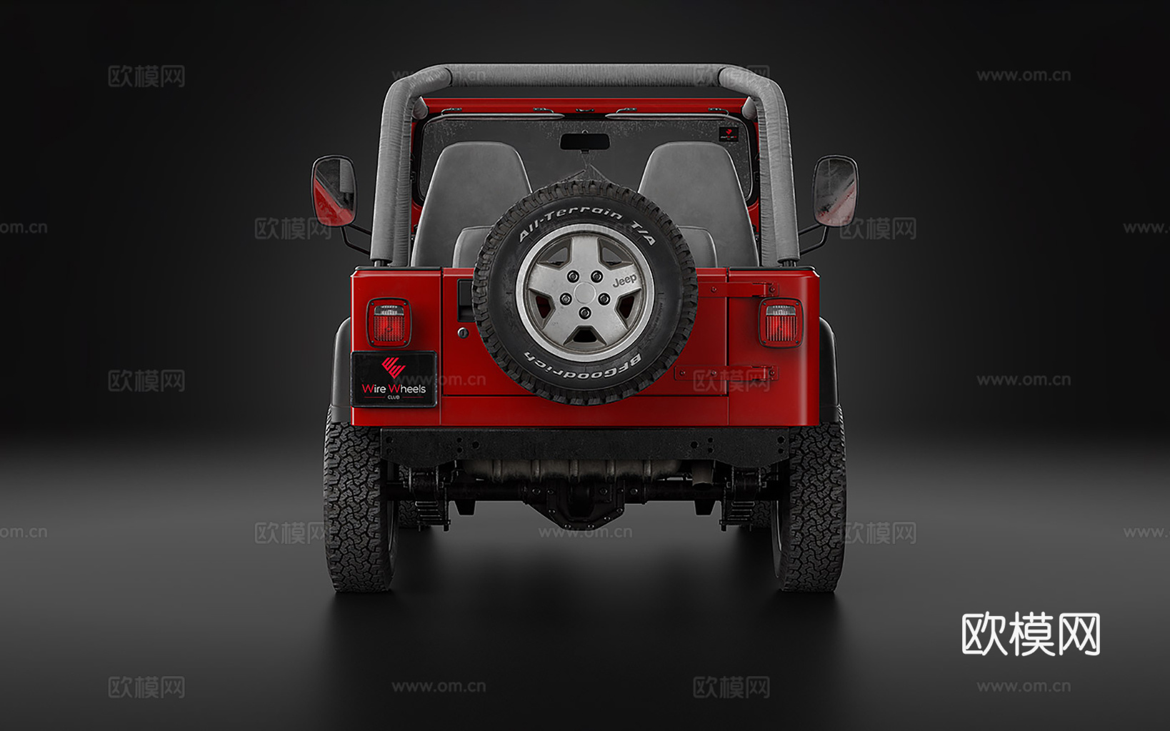 1987年吉普牧马人 ​​红色Jeep越野车 红色敞篷越野车su模型