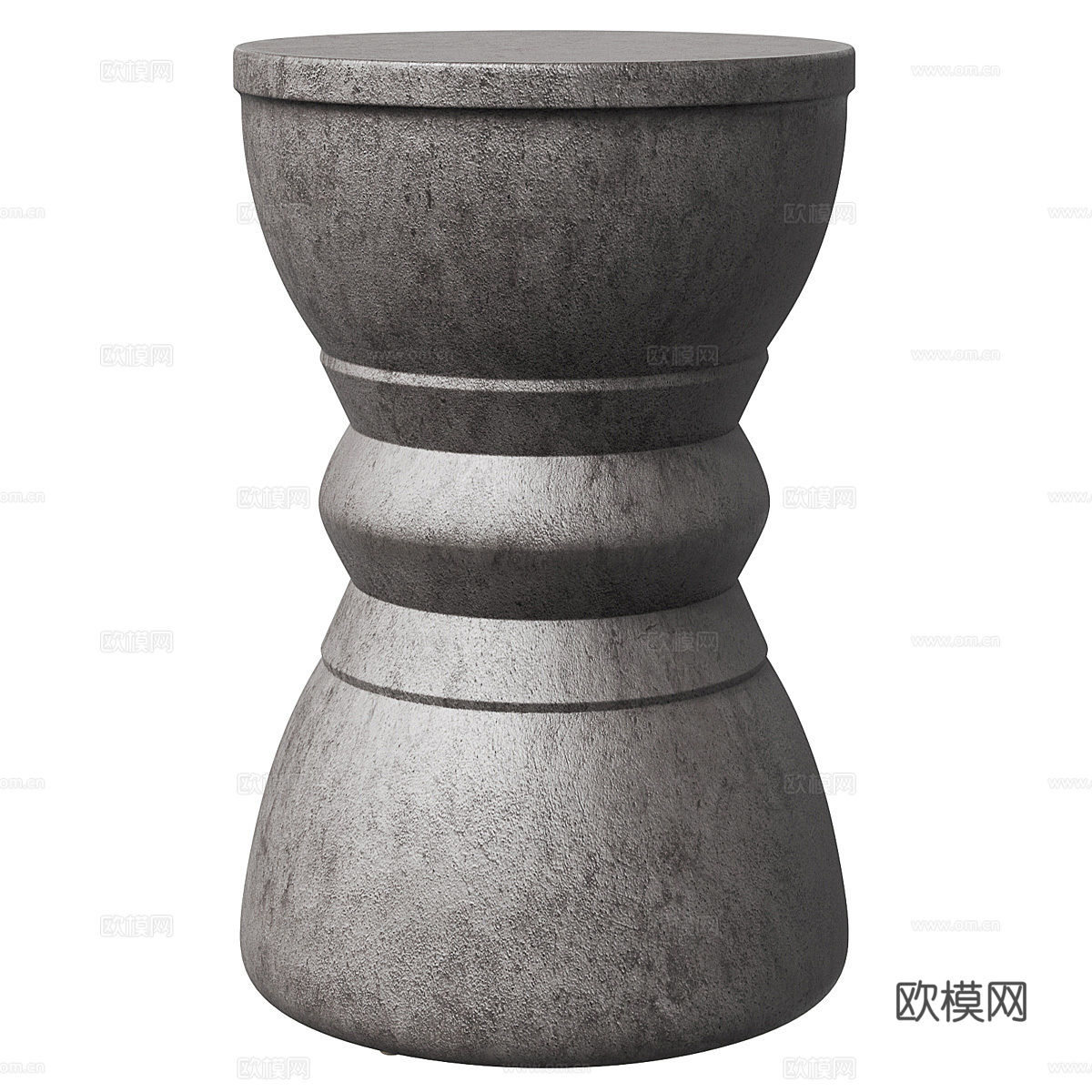 侘寂风边几石材角几组合3d模型下载（渲染图2）