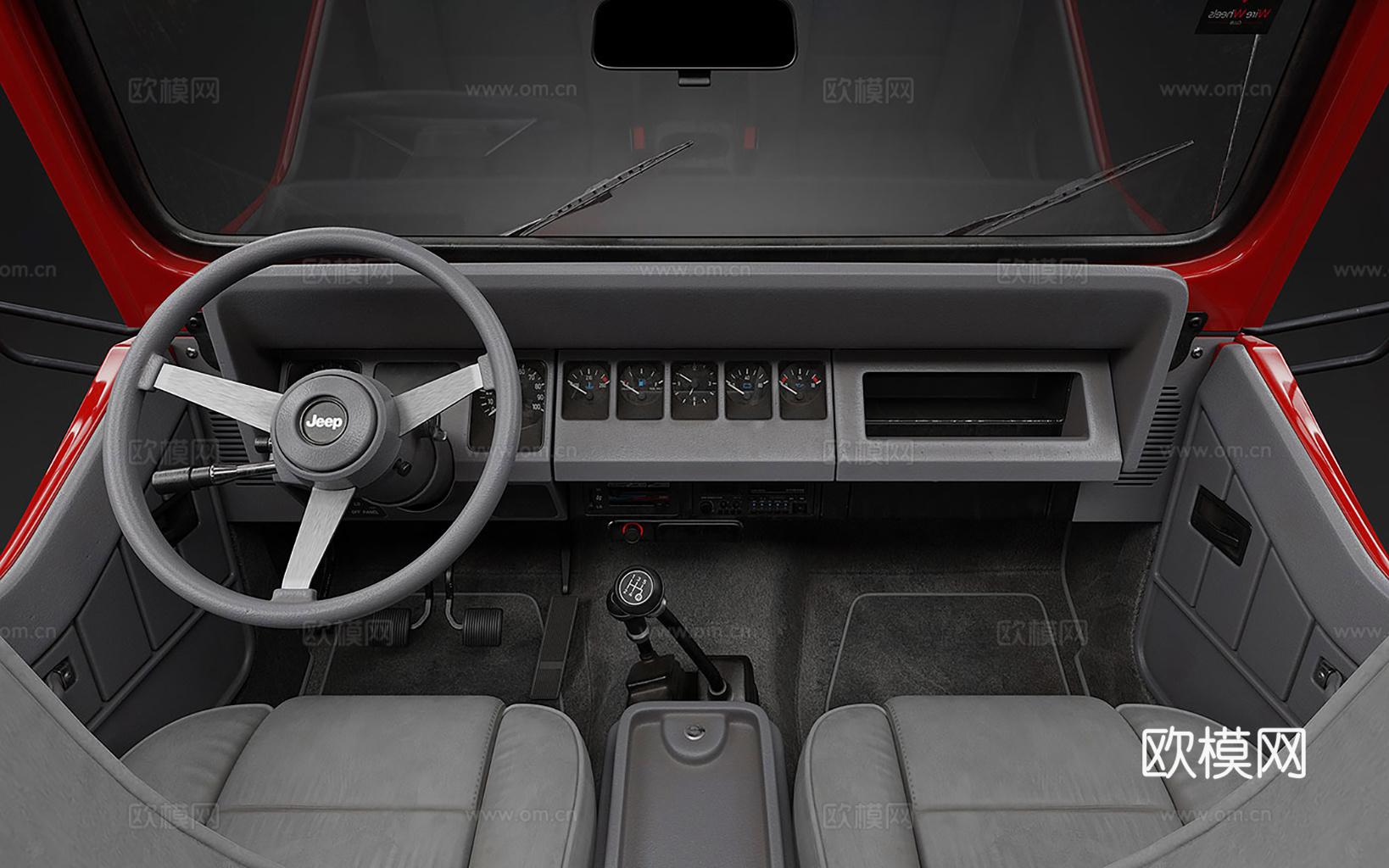 1987年吉普牧马人 ​​红色Jeep越野车 红色敞篷越野车su模型