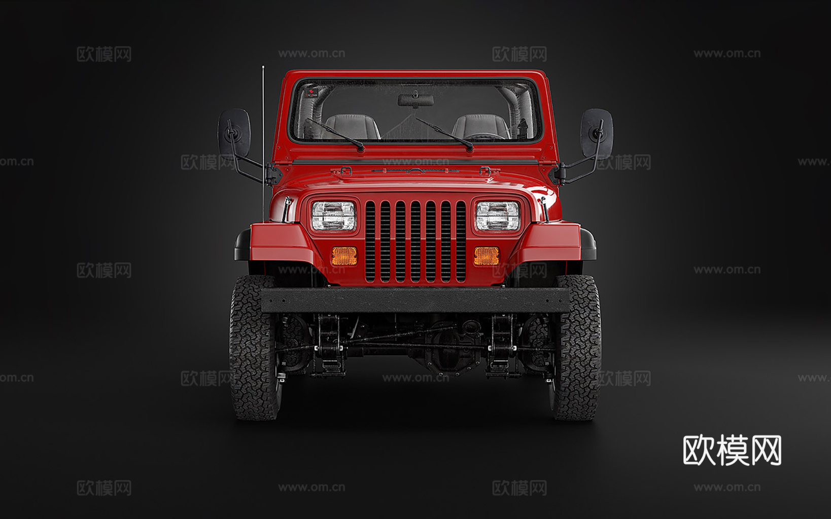 1987年吉普牧马人 ​​红色Jeep越野车 红色敞篷越野车su模型