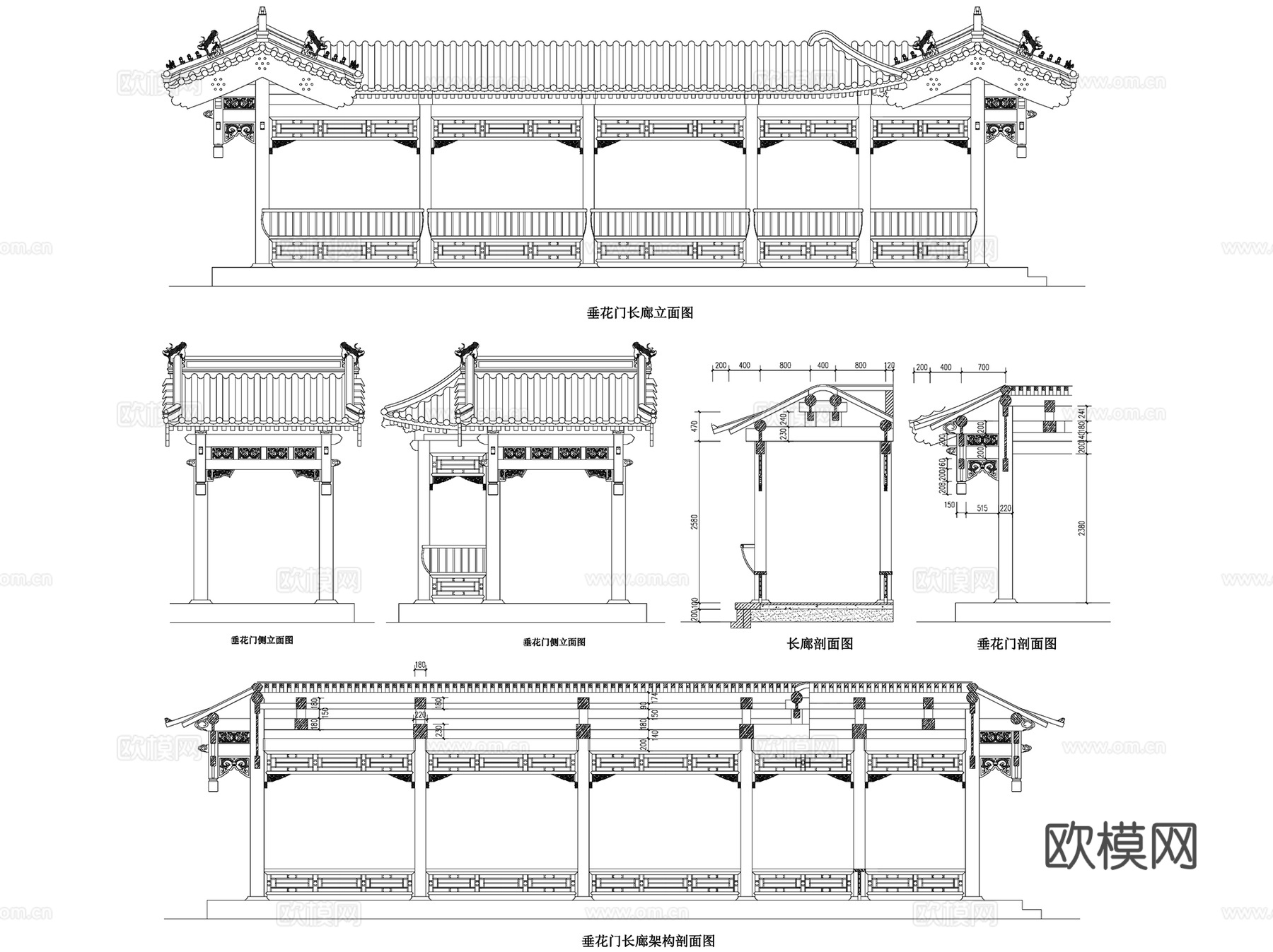 古建园林休闲景观亭CAD施工图详图集 180套cad施工图