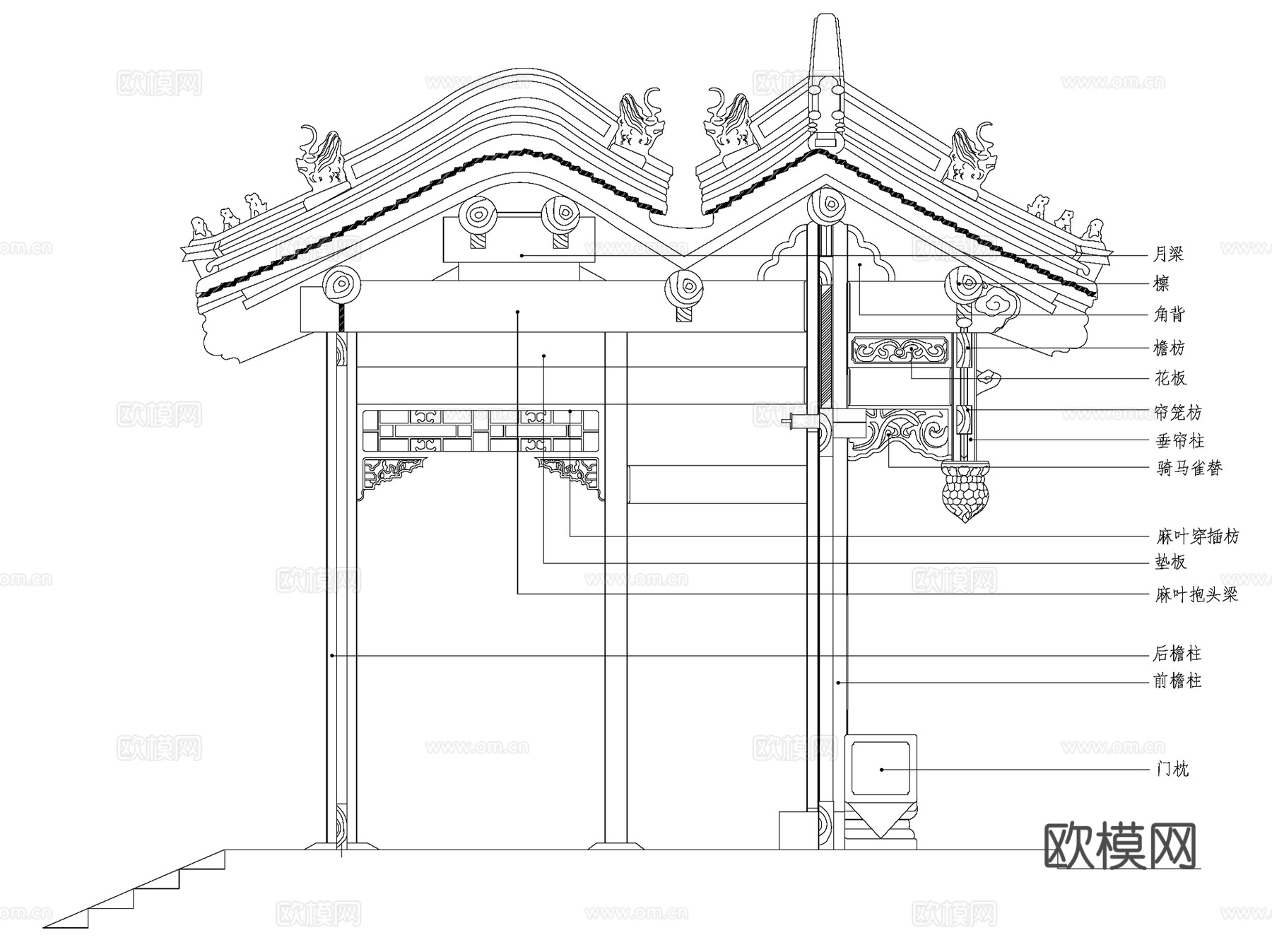 古建园林大门房间门大样图块CAD施工图集 474套cad施工图