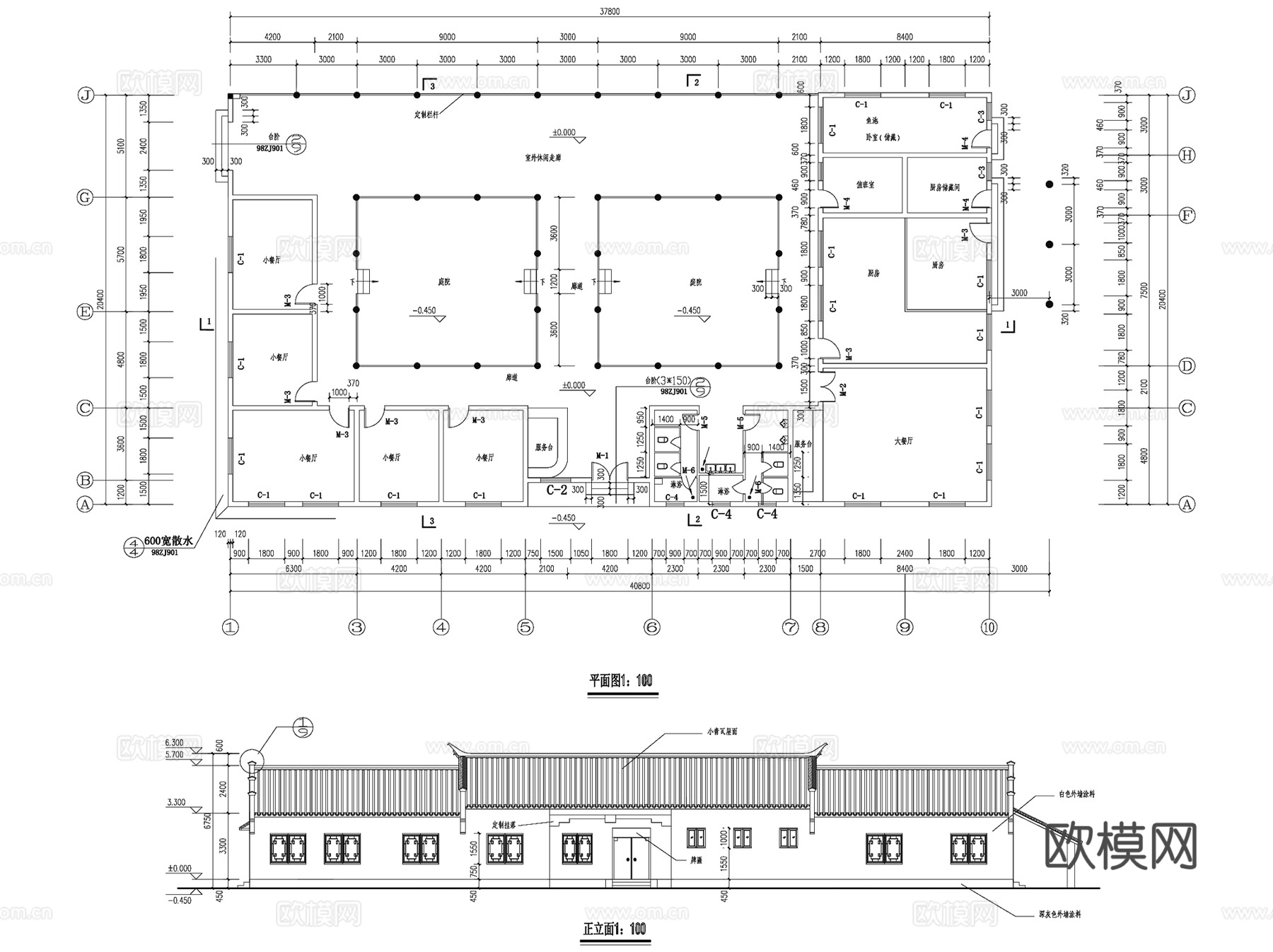 徽派风格建筑CAD施工图详图集 23套cad施工图