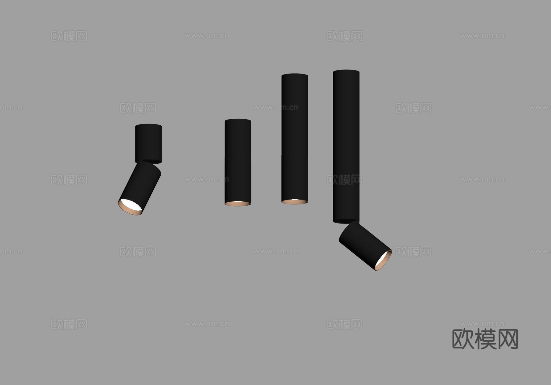 现代轨道灯 明装筒灯su模型