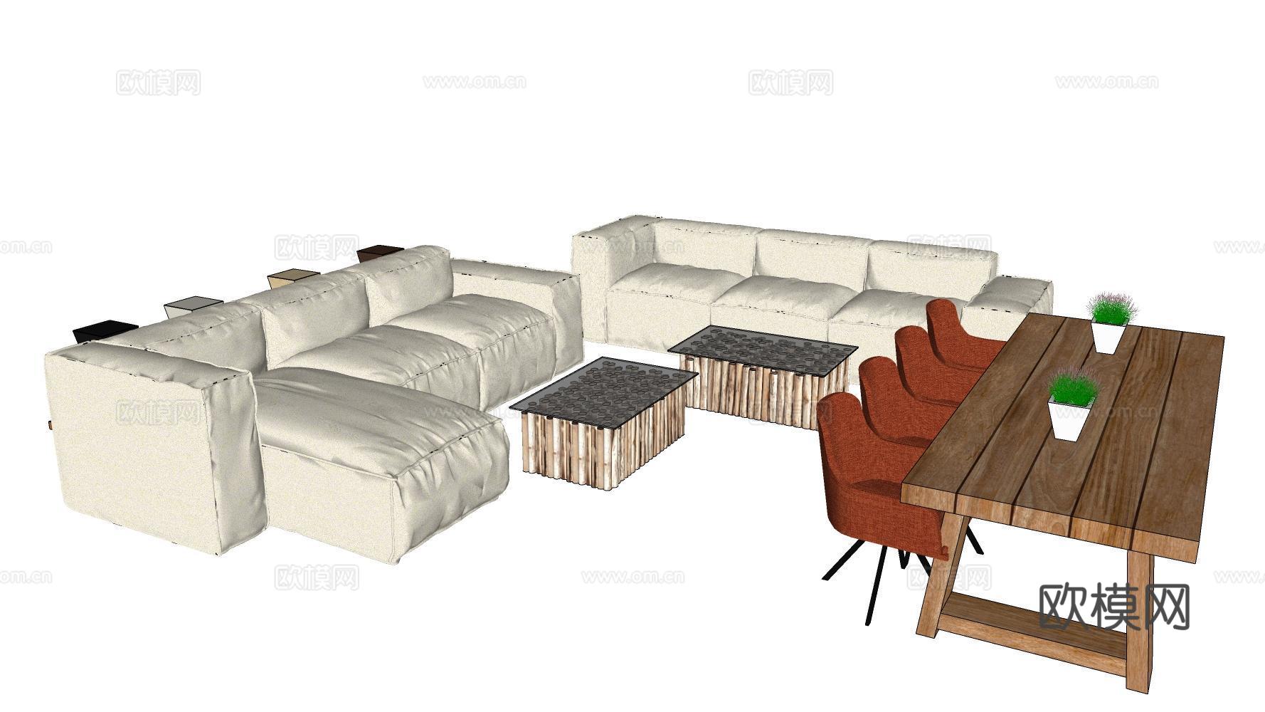 客餐厅家具su模型