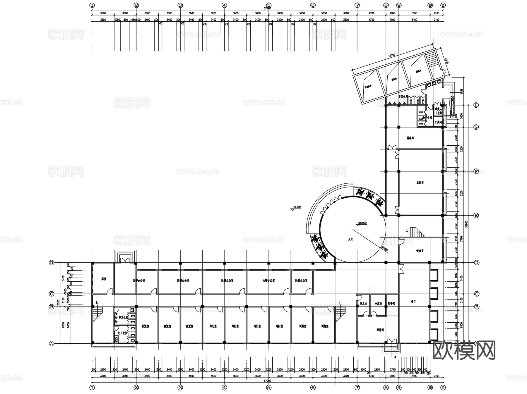 公安局派出所交警队法庭建筑CAD施工图集 10套cad施工图