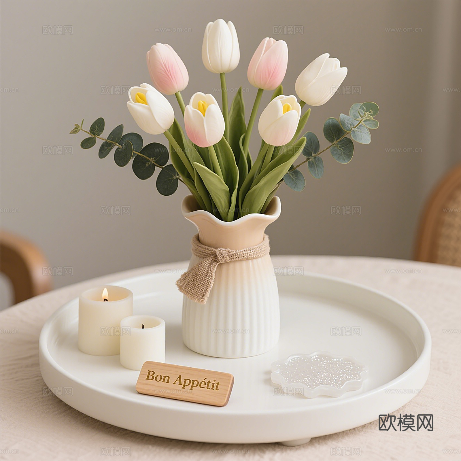 现代花瓶 奶油风 装饰摆件 饰品摆件 玄关摆件 陶瓷摆件3d模型下载