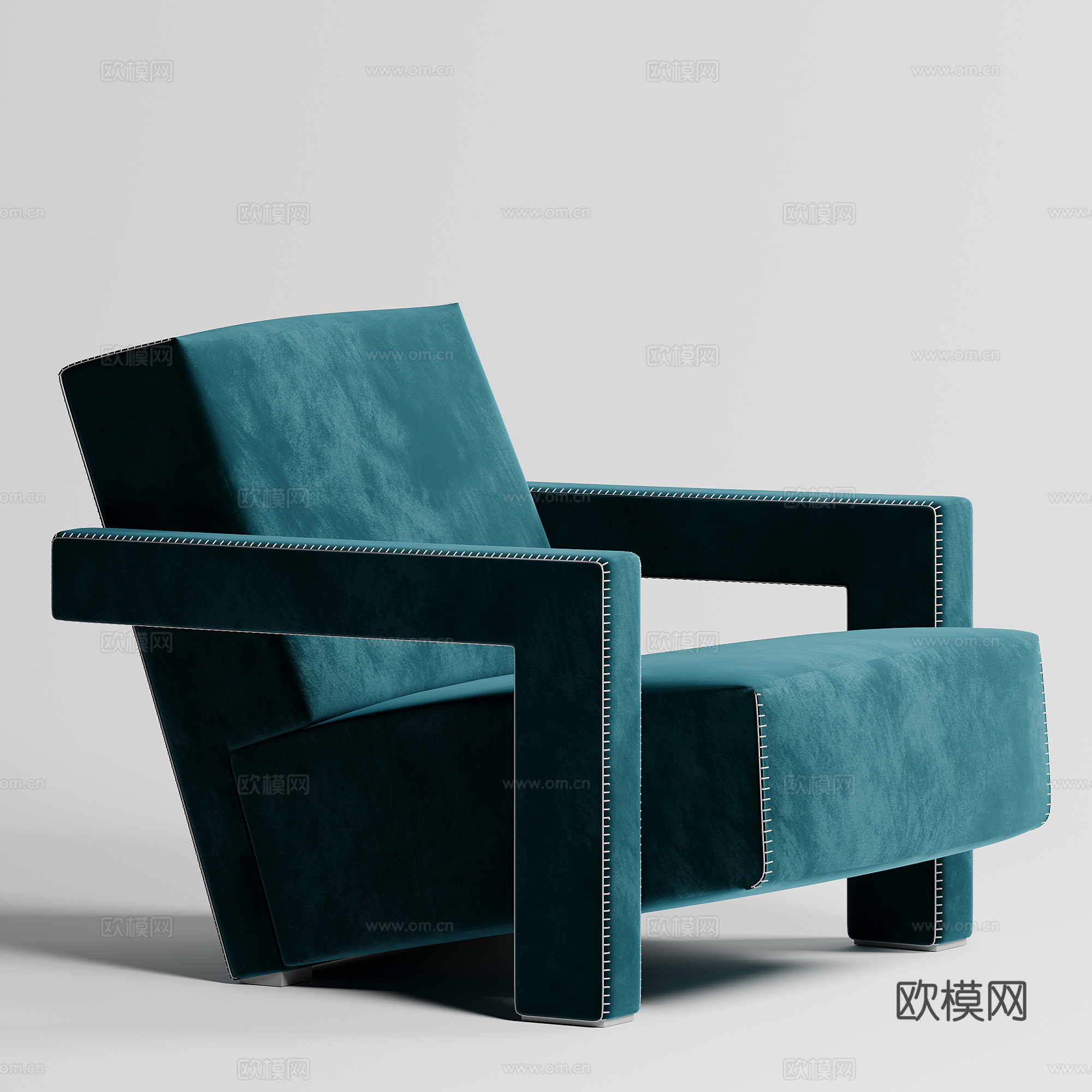现代复古绒布休闲椅su模型