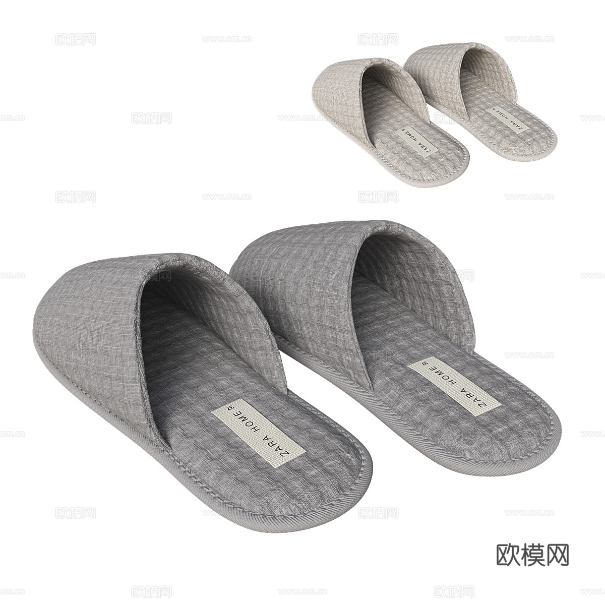 ZARA HOME 格子纹拖鞋3d模型下载