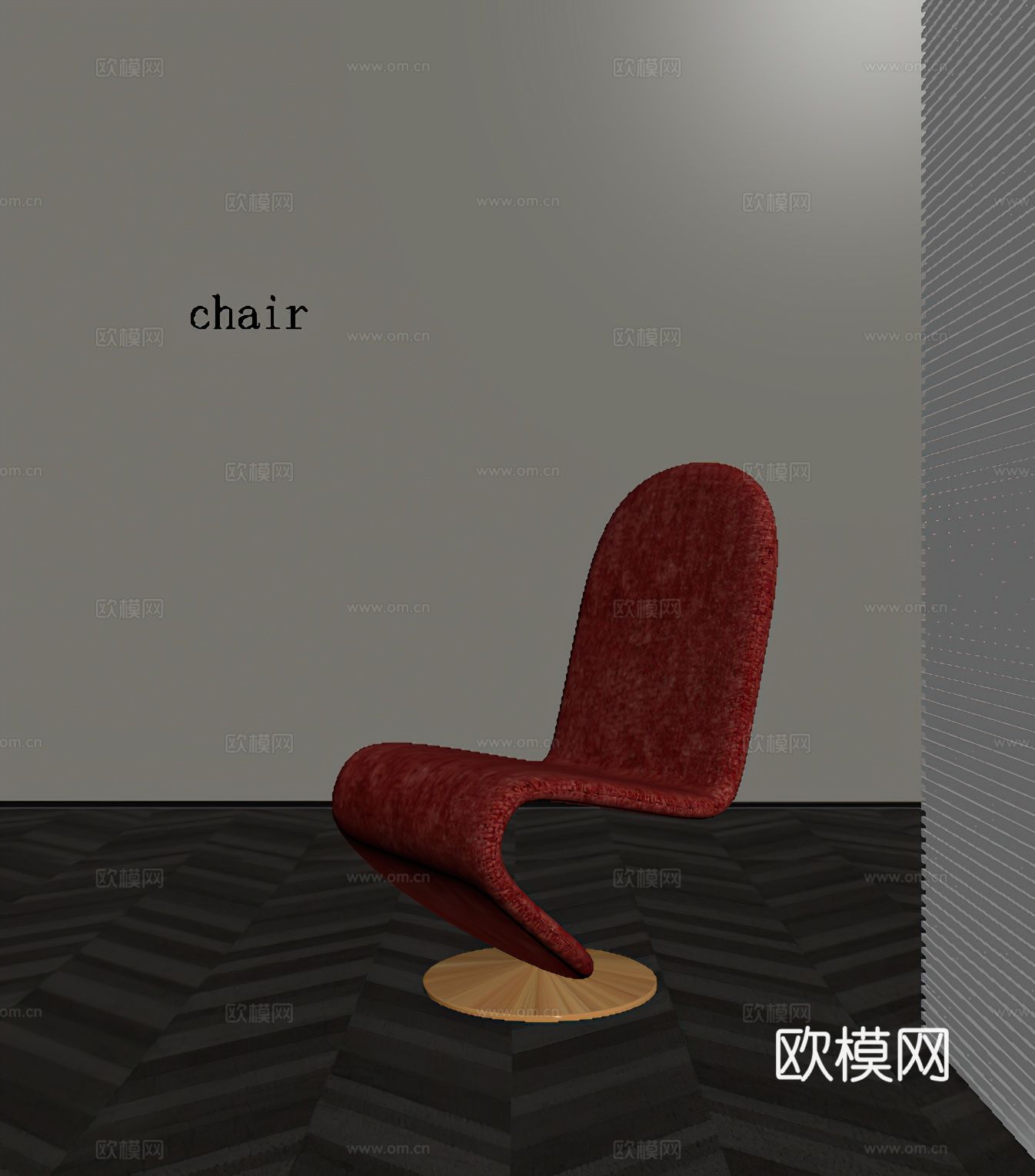 现代复古轻奢单椅 布椅su模型