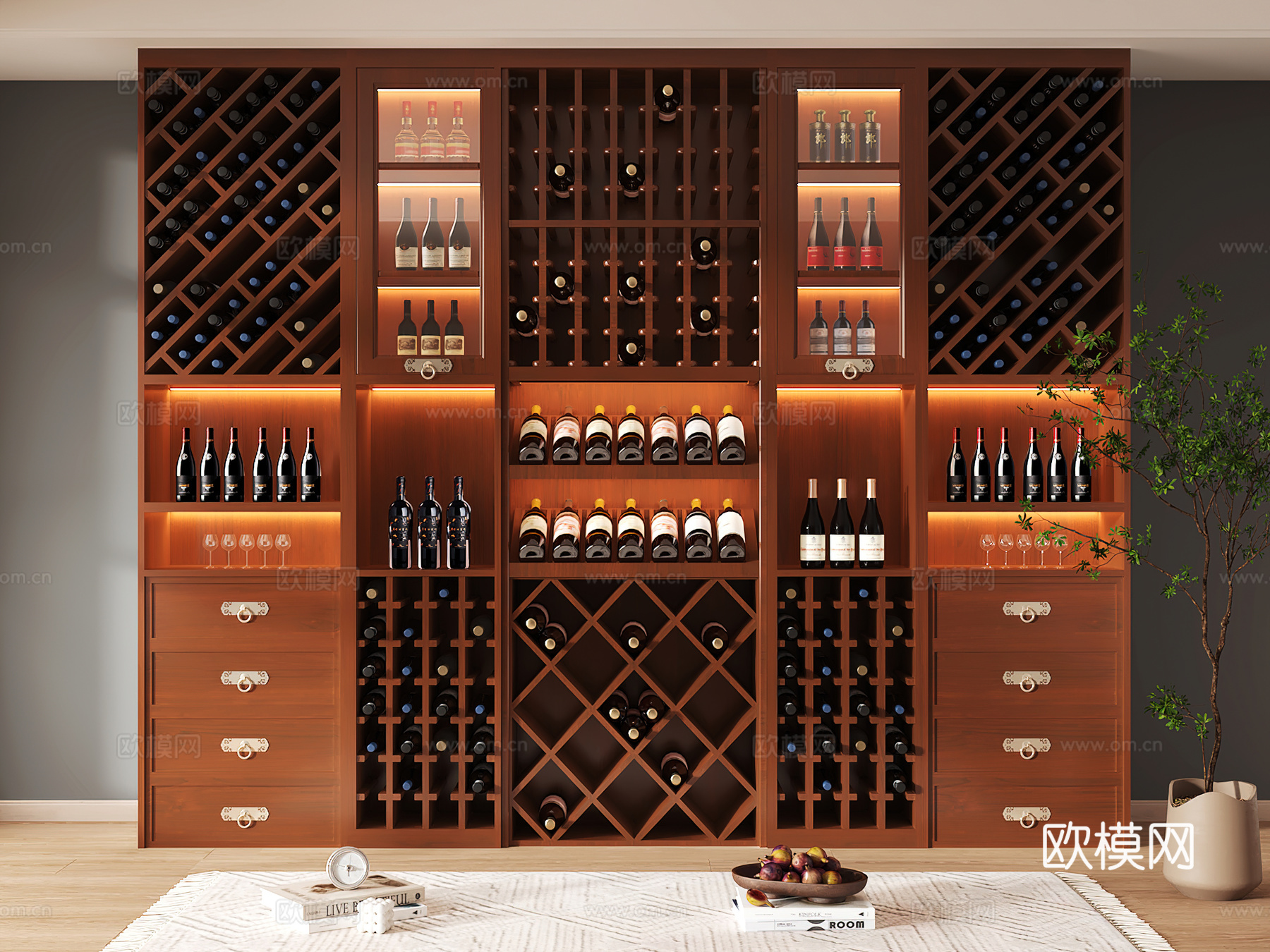 酒柜设计 酒柜 红酒柜 吧台酒柜 隔断酒柜3d模型下载