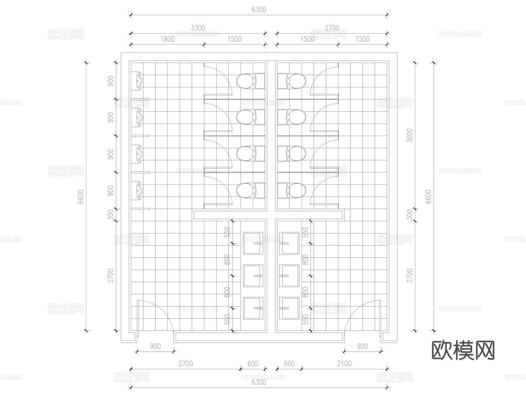 205套公共卫生间公共厕所公共洗手间建筑CAD施工图cad施工图