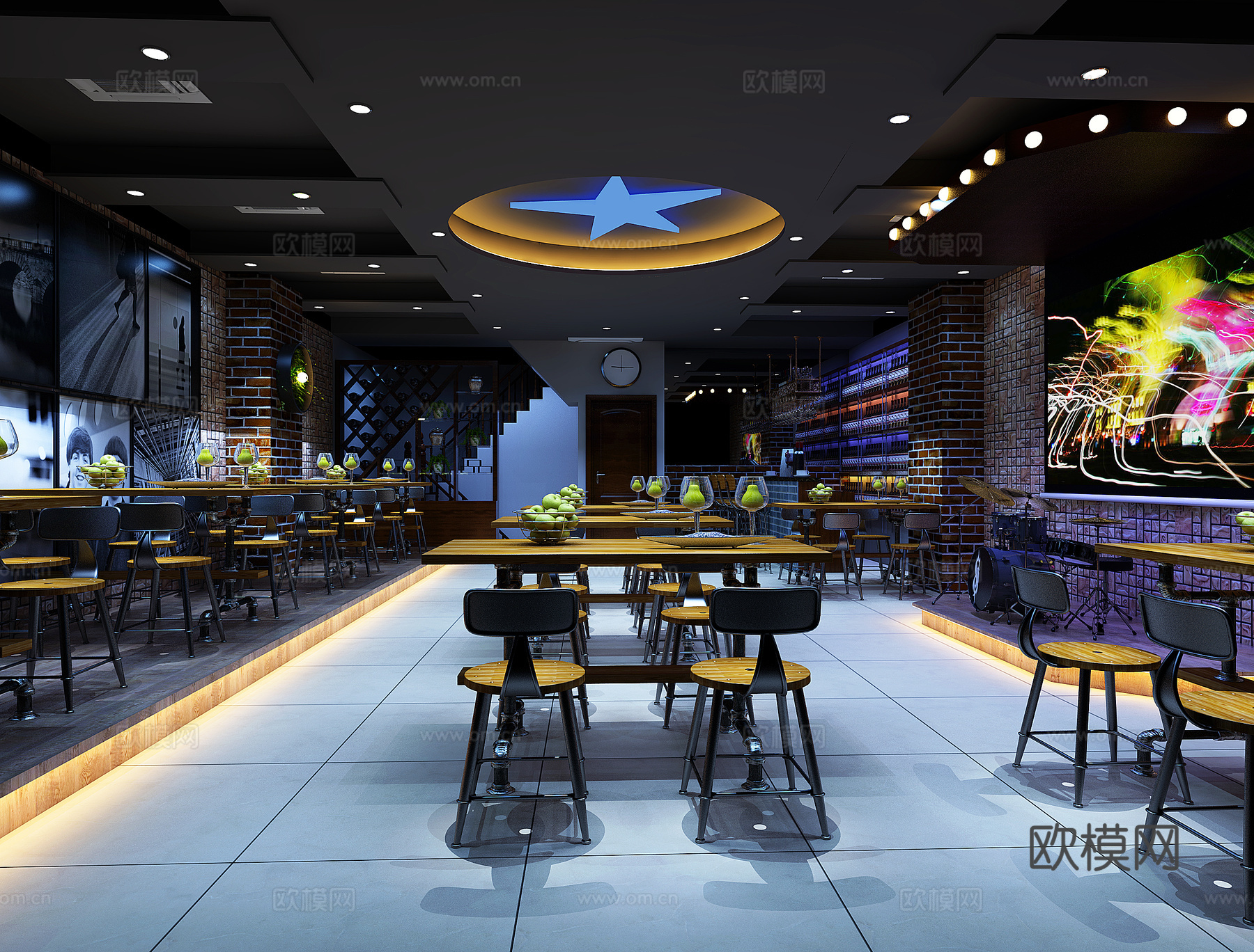 其它音乐餐吧 桌椅3d模型下载