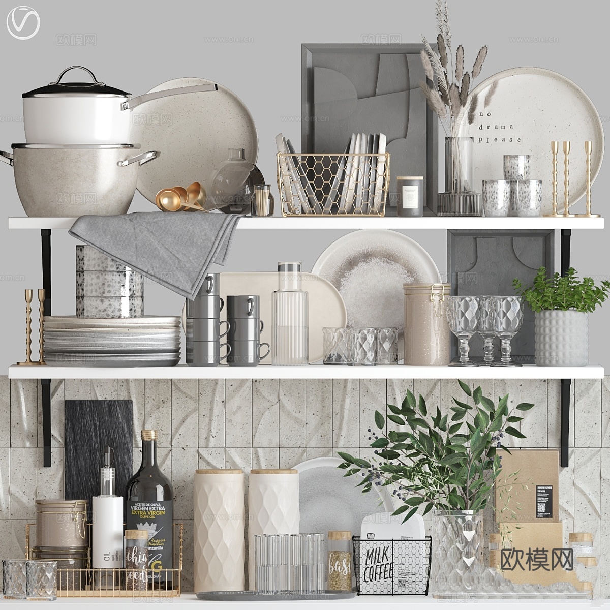 厨房装饰套装 16. Vray3d模型下载