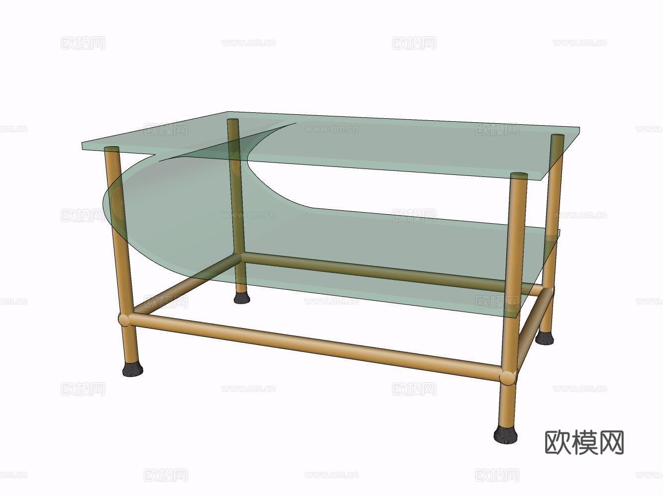 玻璃茶几su模型