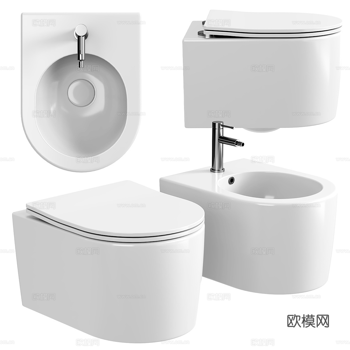 壁挂式马桶 Ceramica Nova Moments 无边3d模型下载