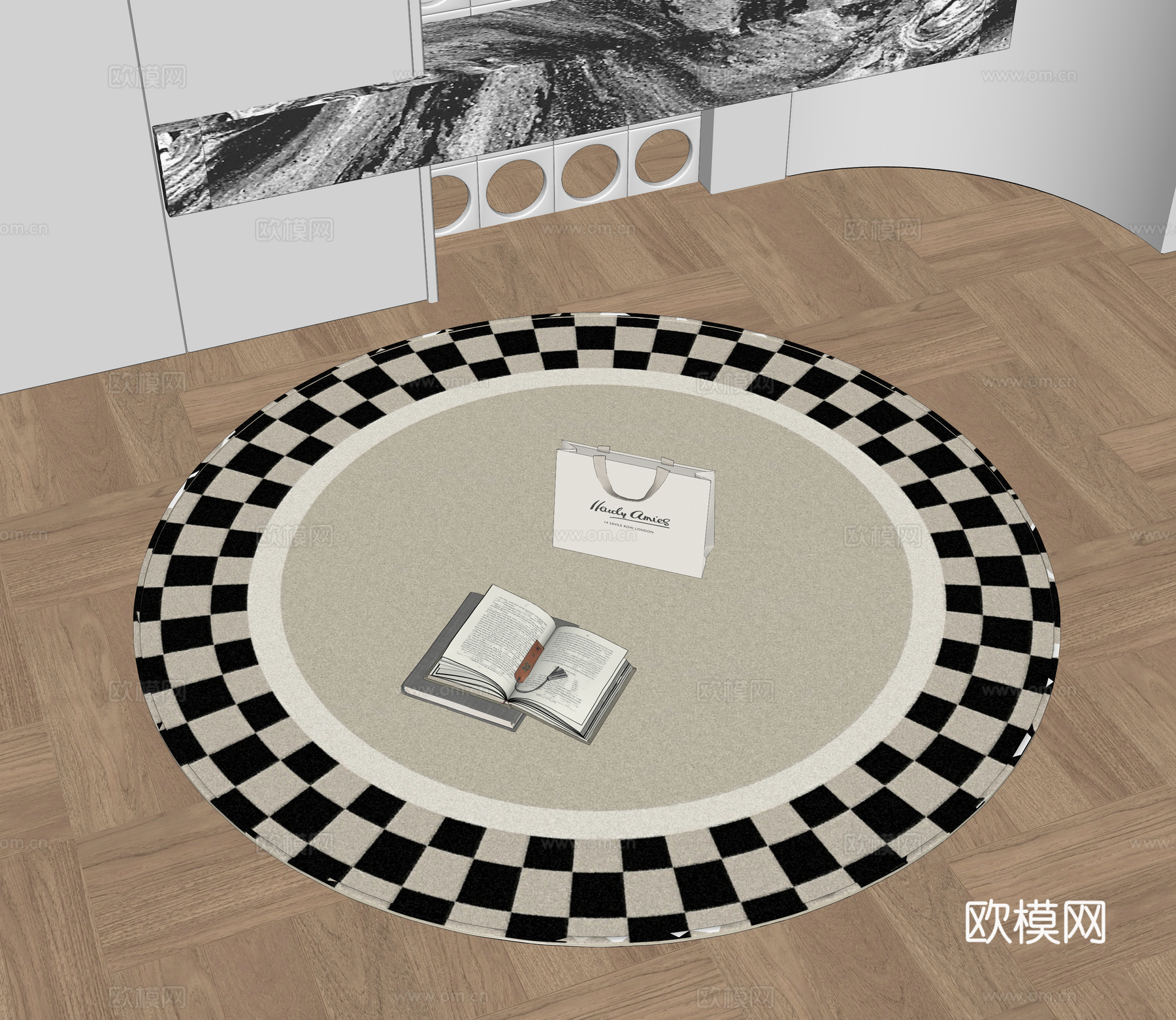 现代圆形地毯su模型