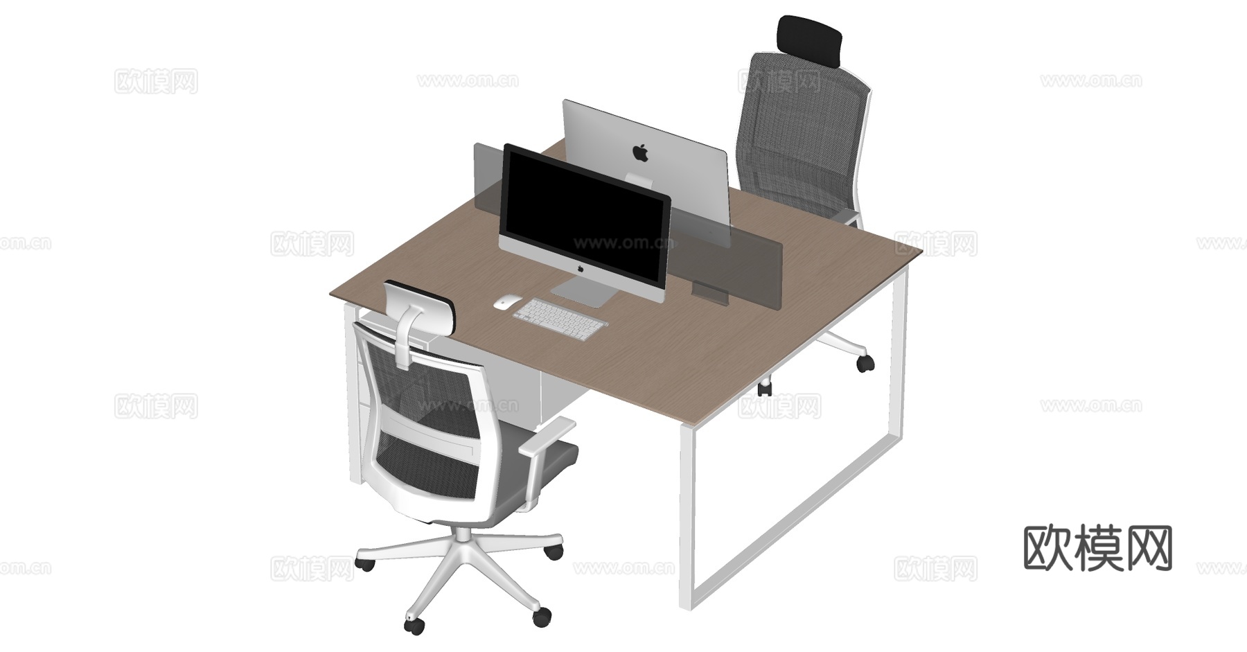 现代办公桌椅 员工工位su模型