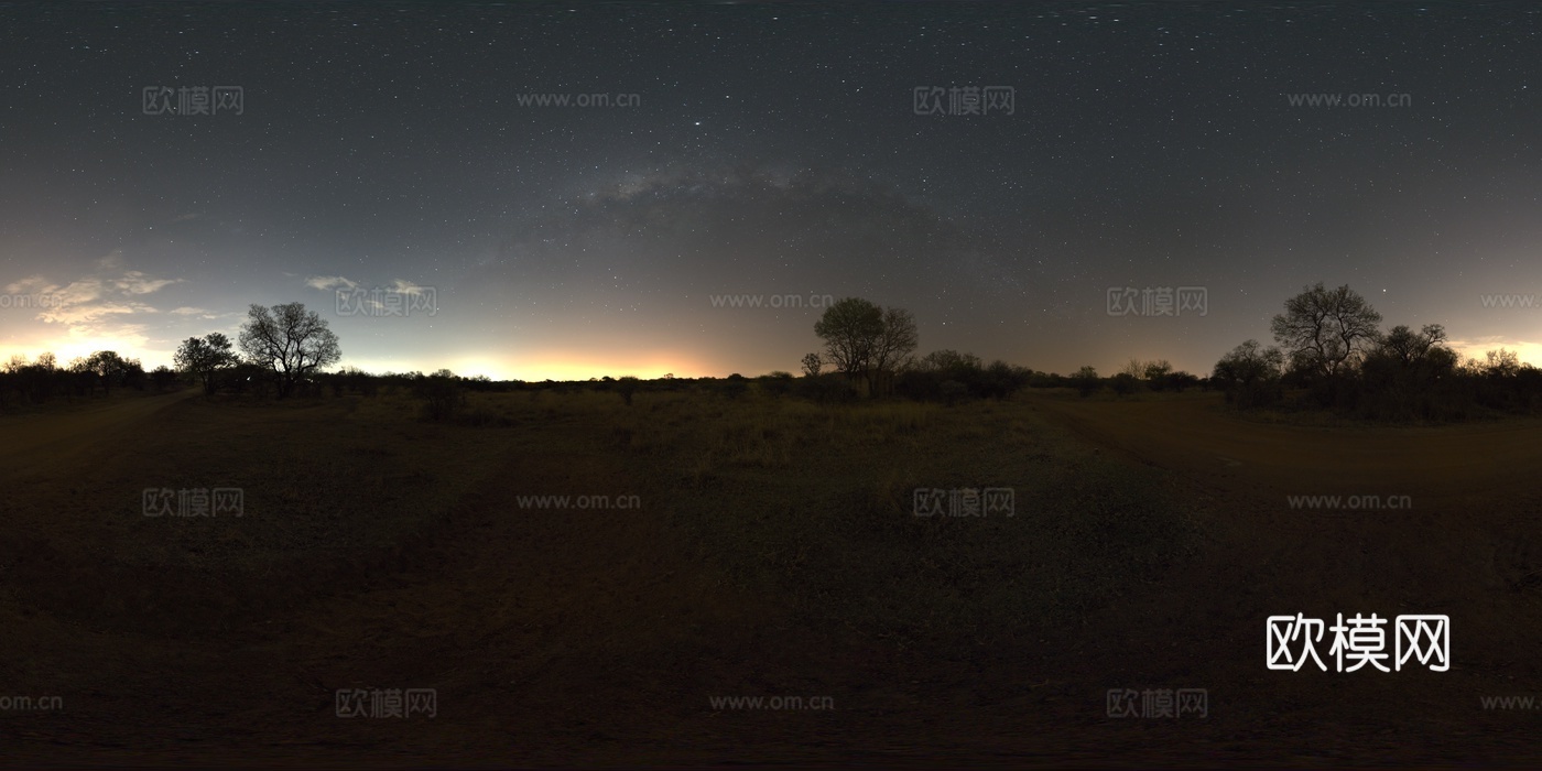 夜晚草坪天空全景