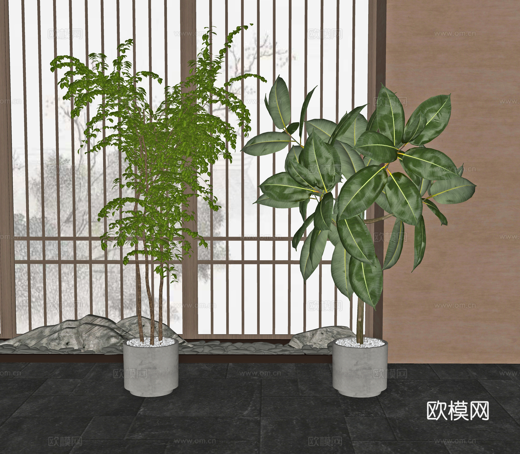 现代绿植盆栽su模型