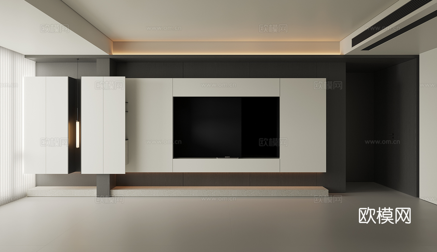 现代电视背景墙3d模型