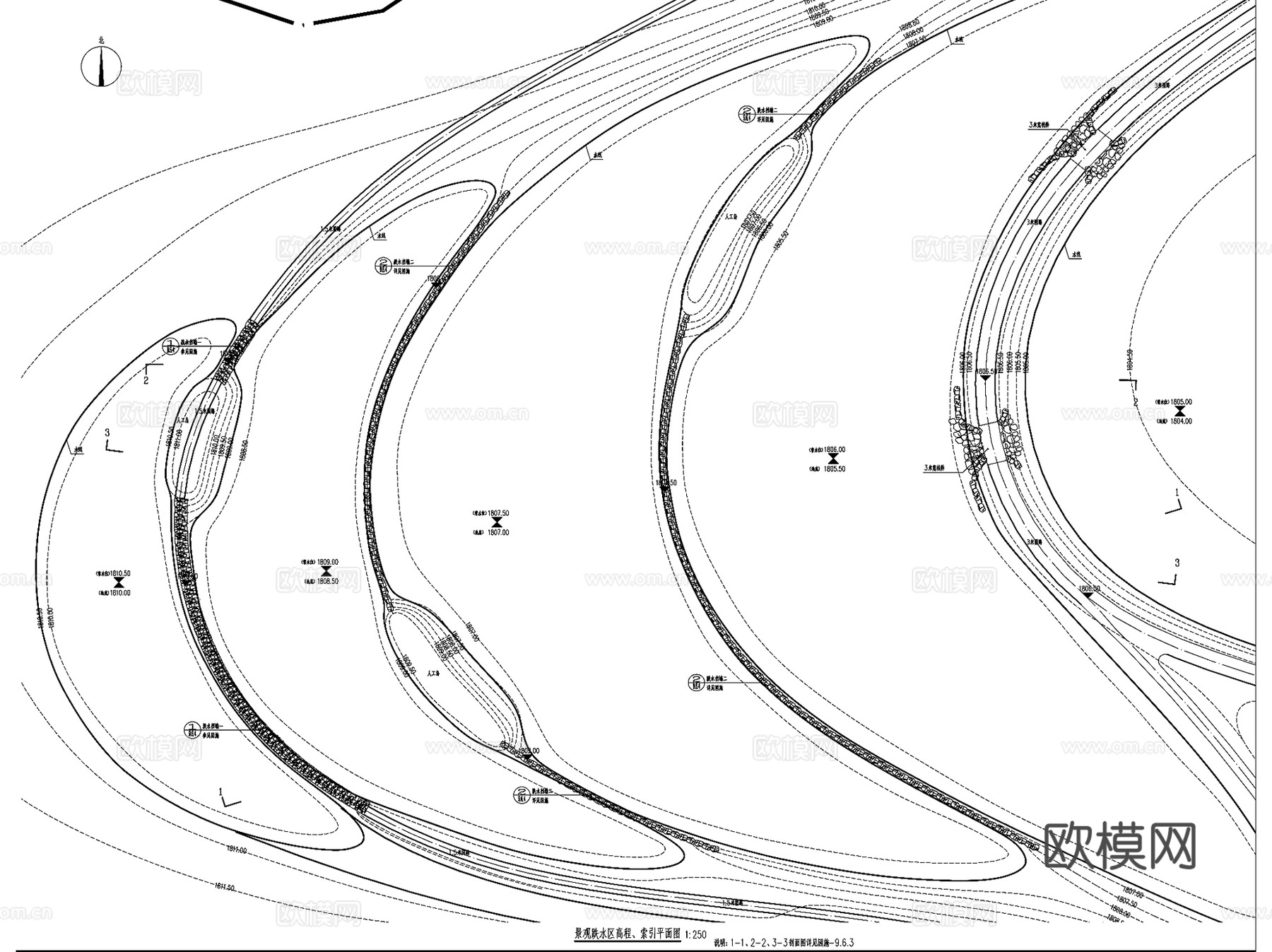 六盘水水城河景观综合改造滨水河道公园CAD施工图全套cad施工图