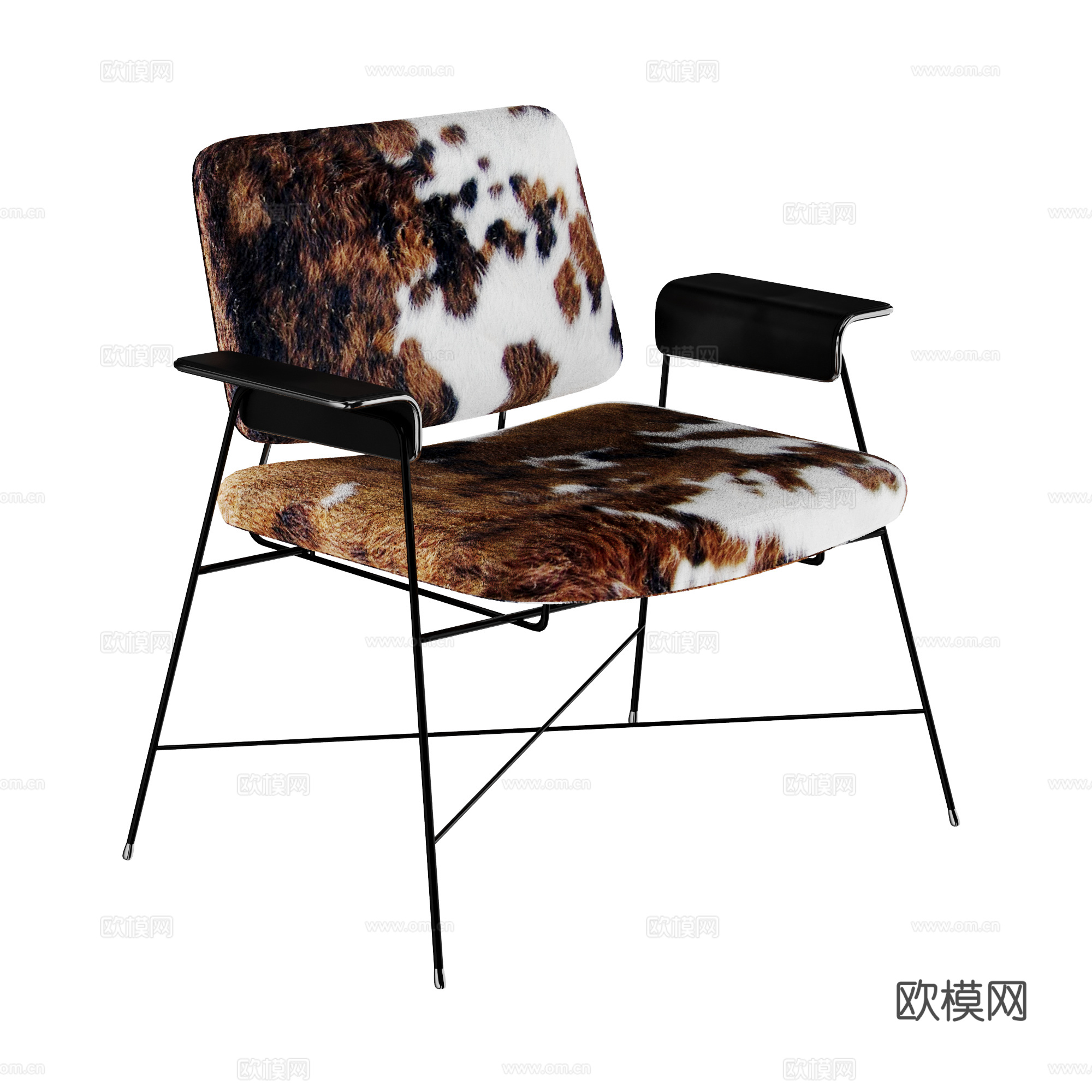 BAXTER Bauhaus 包豪斯休闲椅 奶牛皮休闲椅 扶su模型