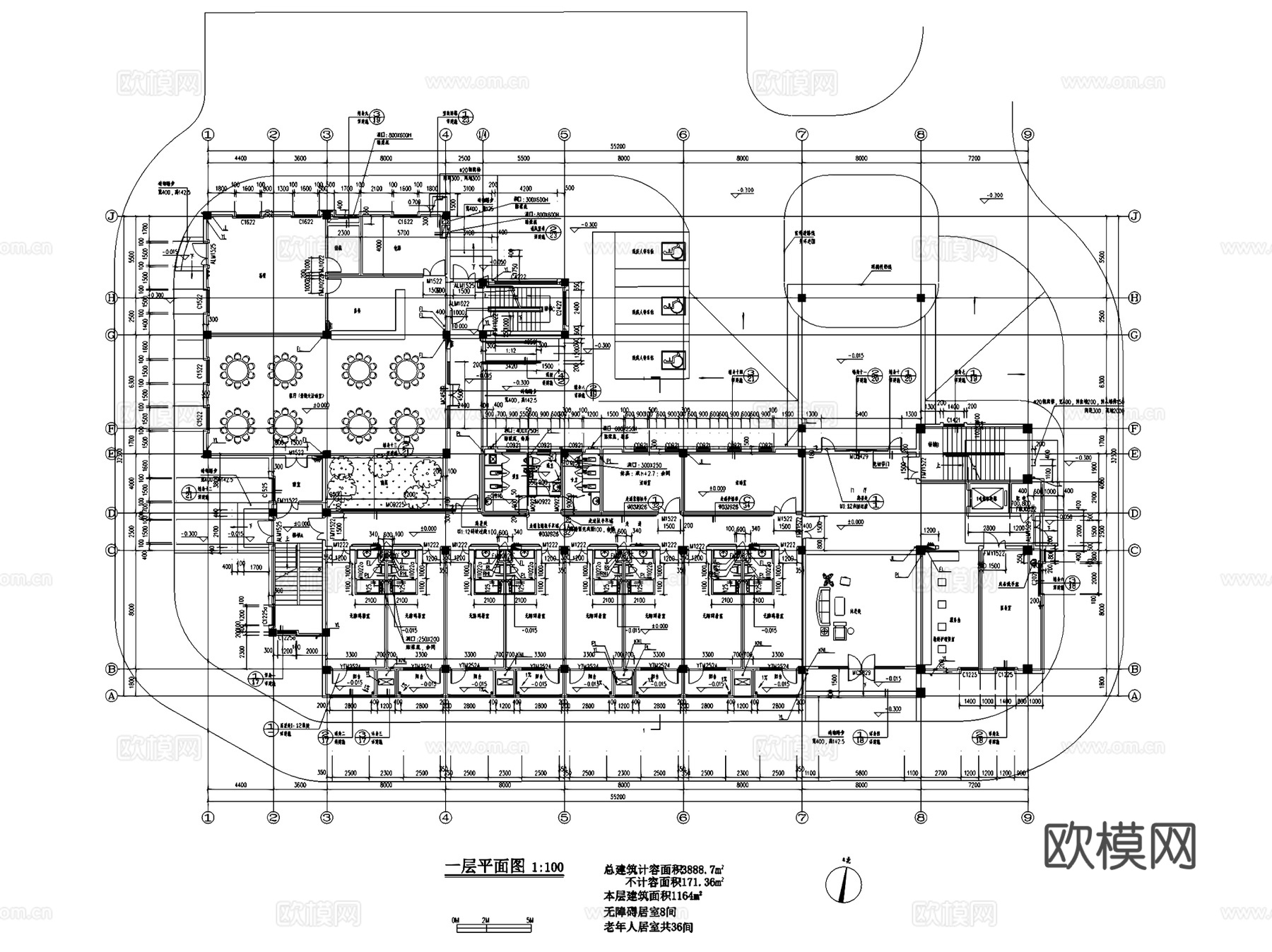 疗养院养老院福利院建筑CAD施工图集 17套cad施工图