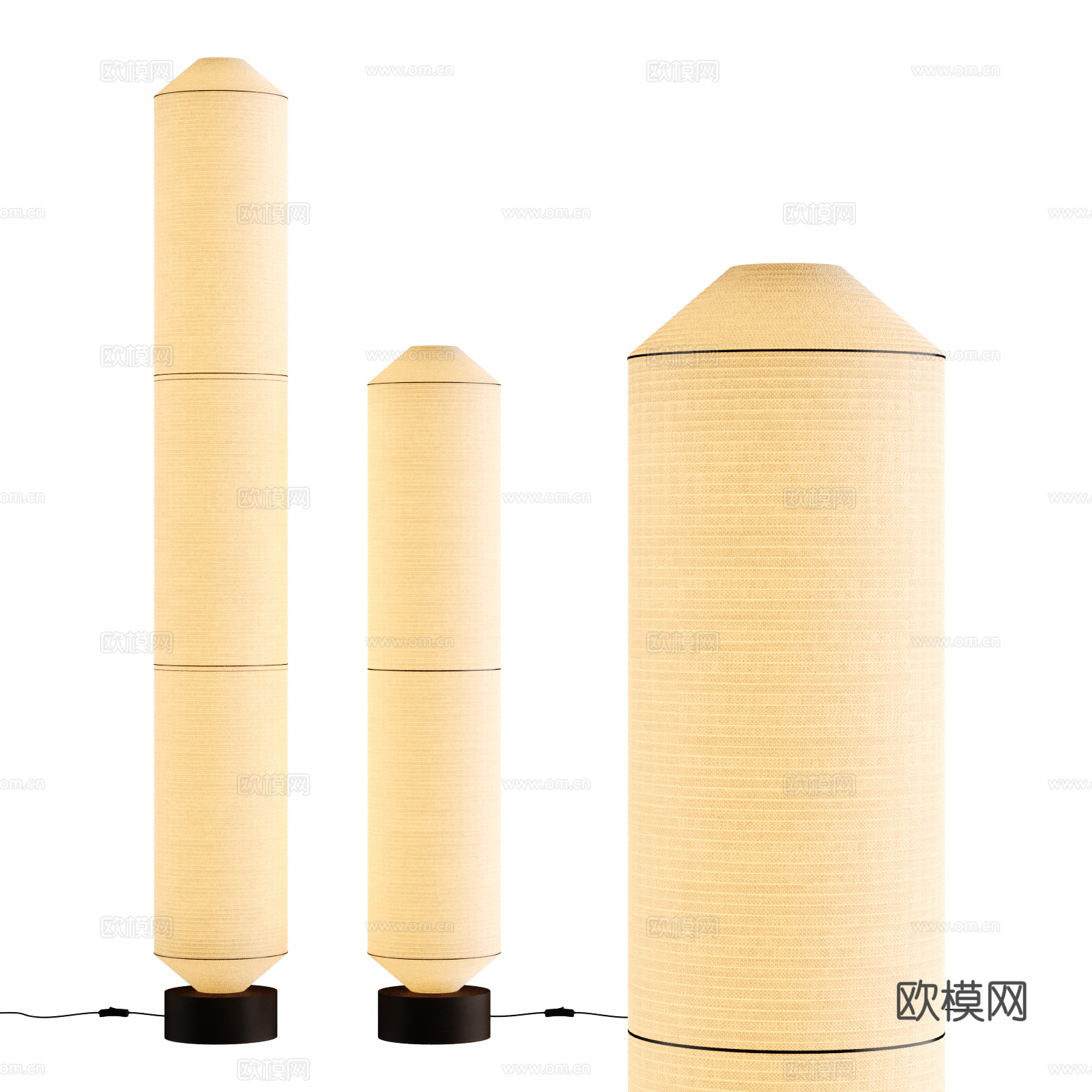 日式落地灯 柱状落地灯 和纸落地灯su模型