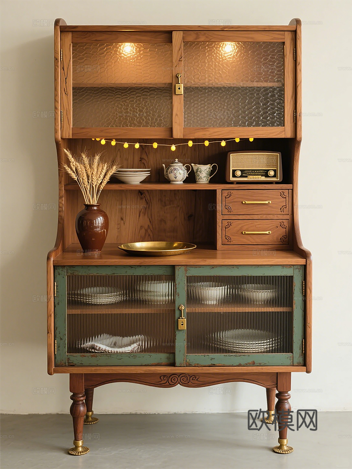 餐边柜 中古风橱柜 现代茶水柜3d模型下载
