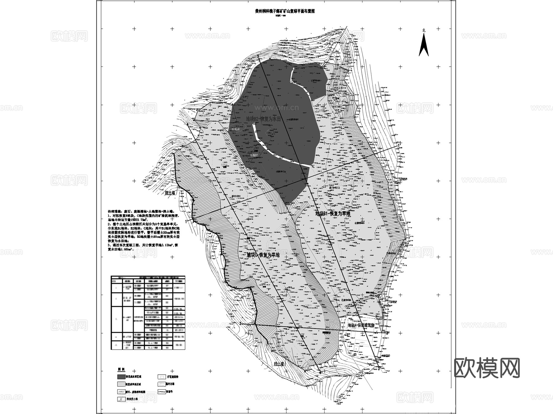 矿山矿坑复绿修复工程景观CAD施工图集 16套cad施工图