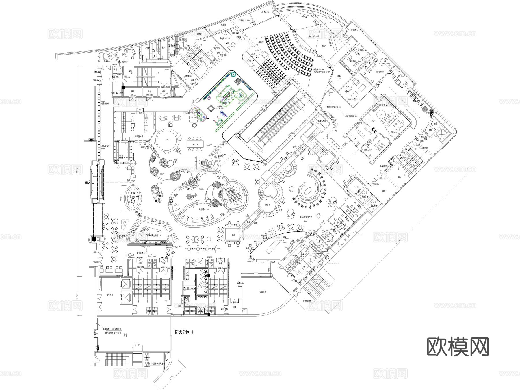 12套美食广场美食城美食街室内CAD施工图cad施工图