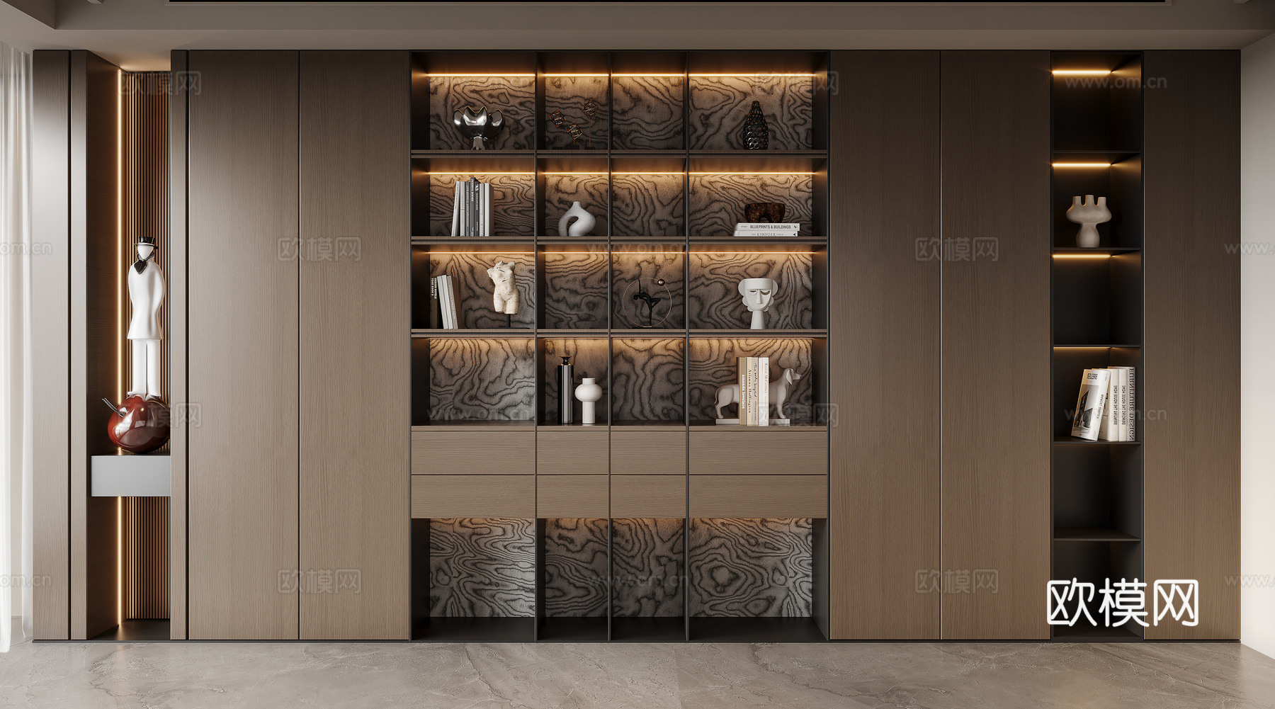 现代意式开放书柜3d模型下载