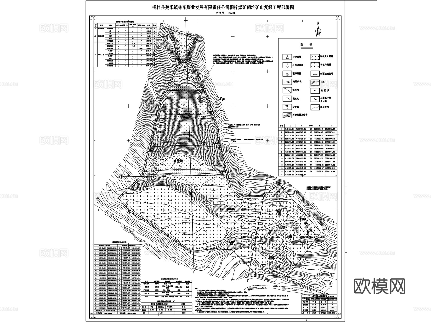 矿山矿坑复绿修复工程景观CAD施工图集 16套cad施工图
