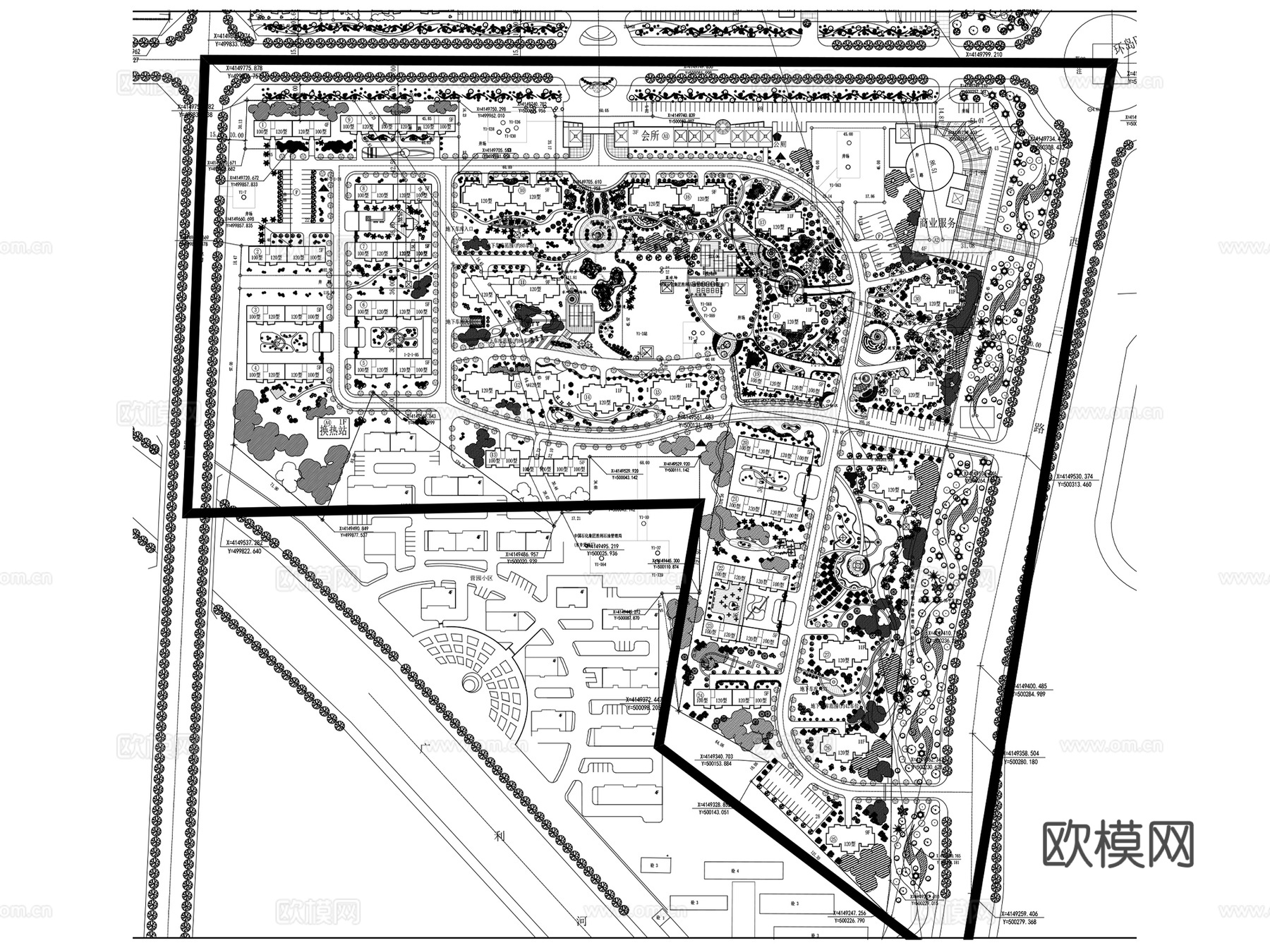 居住区景观绿化植物种植设计CAD施工图集 115套cad施工图